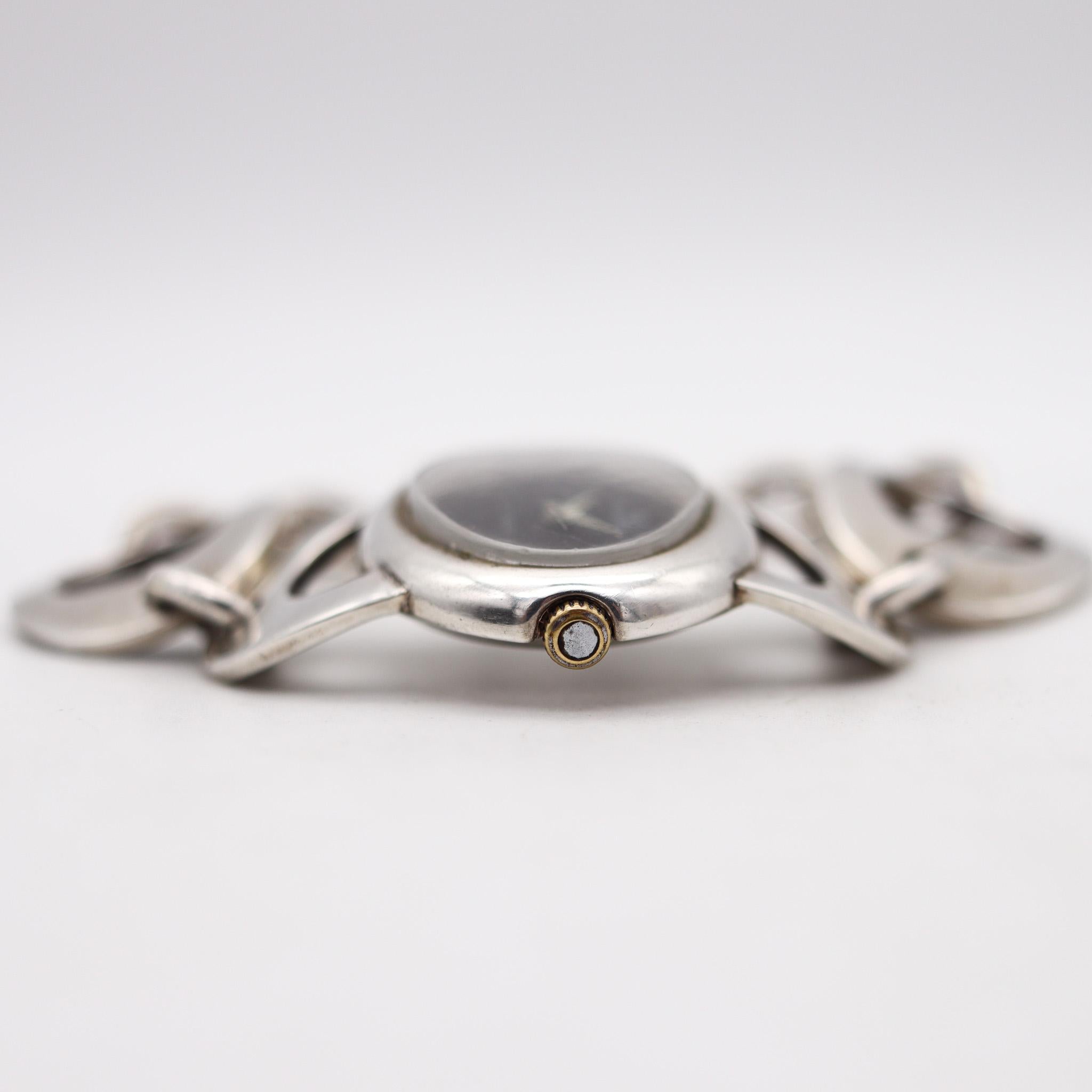 Bucherer Geneve 1960 Retro Modernist Ladies Wristwatch In Solid Sterling Silver For Sale 2
