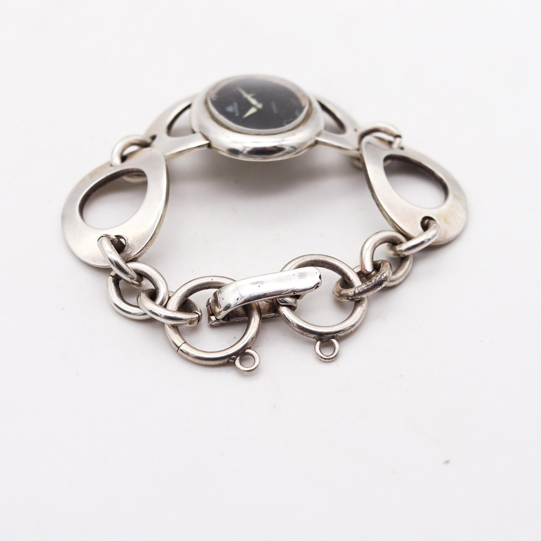 Bucherer Geneve 1960 Retro Modernist Ladies Wristwatch In Solid Sterling Silver For Sale 3