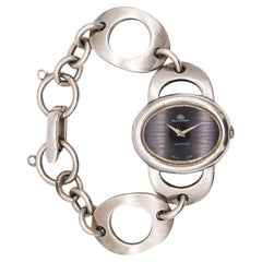 Bucherer Geneve 1960 Retro Modernist Ladies Wristwatch In Solid Sterling Silver