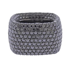 Bucherer Gold 14 Carat Black Diamond Square Band Ring