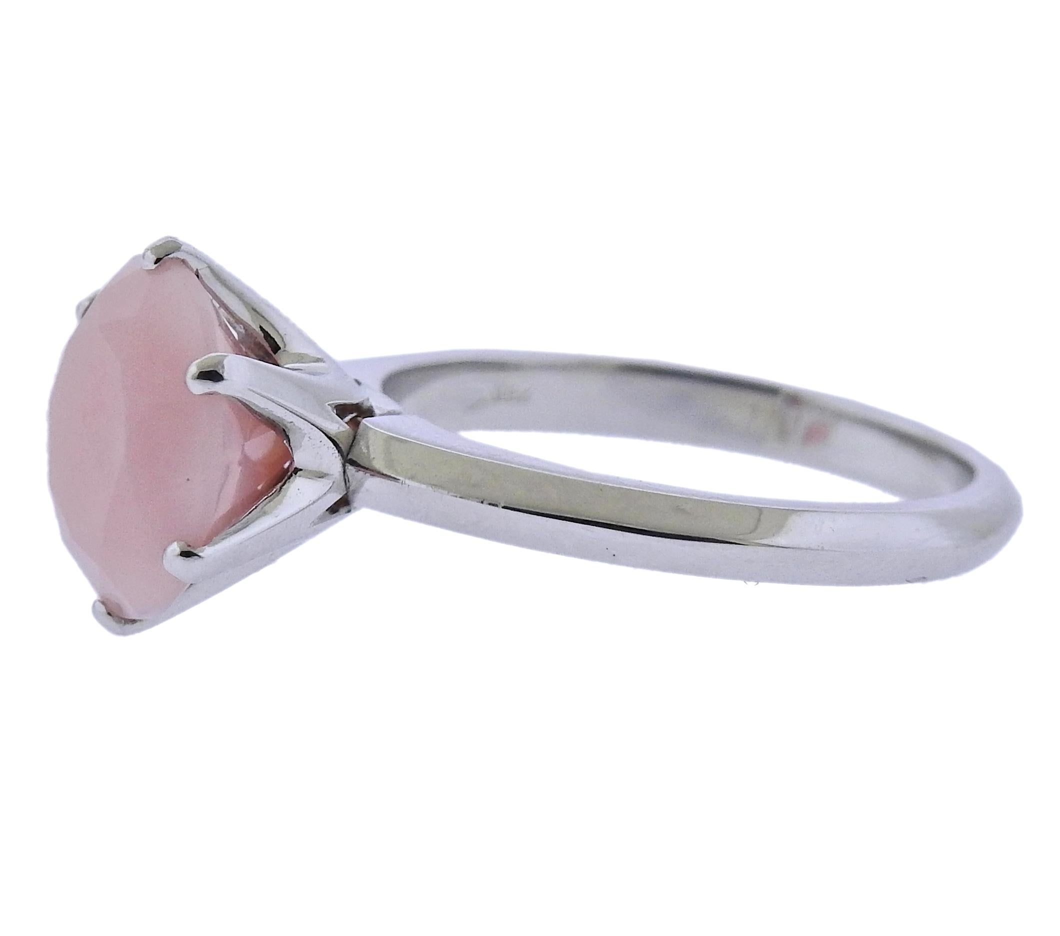 Round Cut Bucherer Gold 2.83ct Pink Opal Ring For Sale