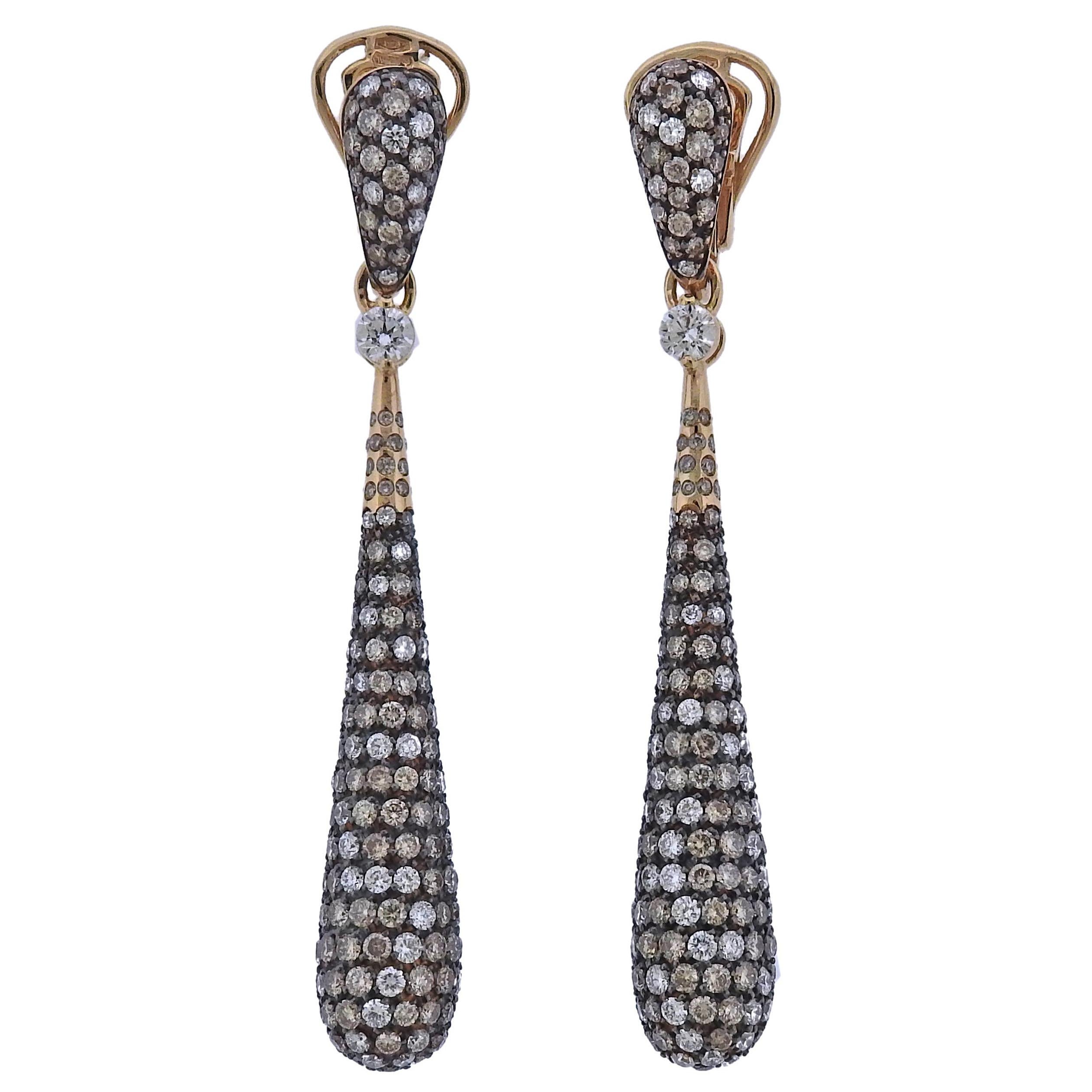 Bucherer Gold 5.00ctw Fancy Diamond Drop Earrings