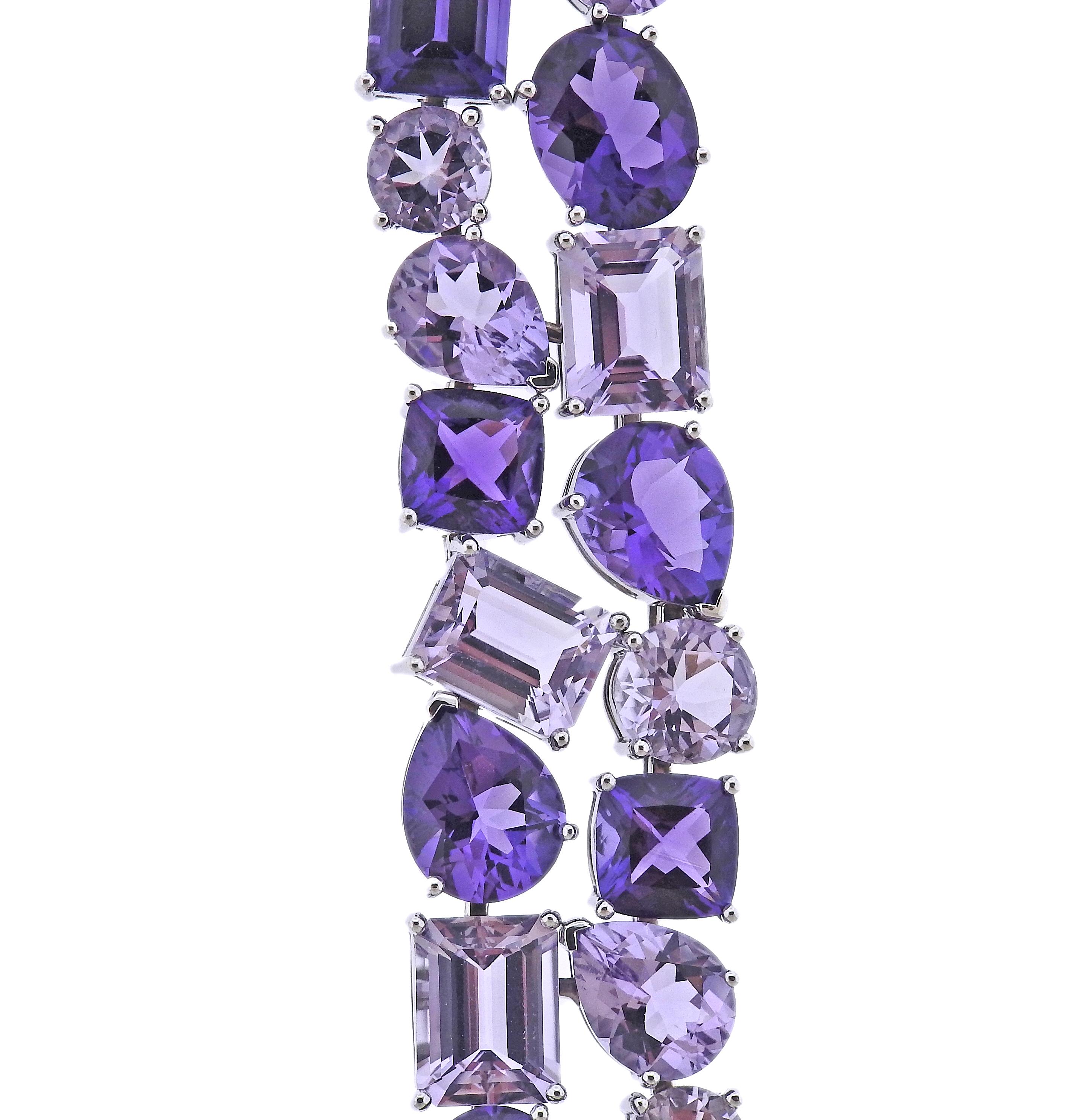 Brand new with tag Bucherer bracelet, with 53.41ctw amethyst and 0.34ctw SI/GH diamonds. Retail $12710. Comes with box.  Bracelet measures - 6 3/4