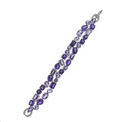 Bucherer Gold Diamond Amethyst Bracelet