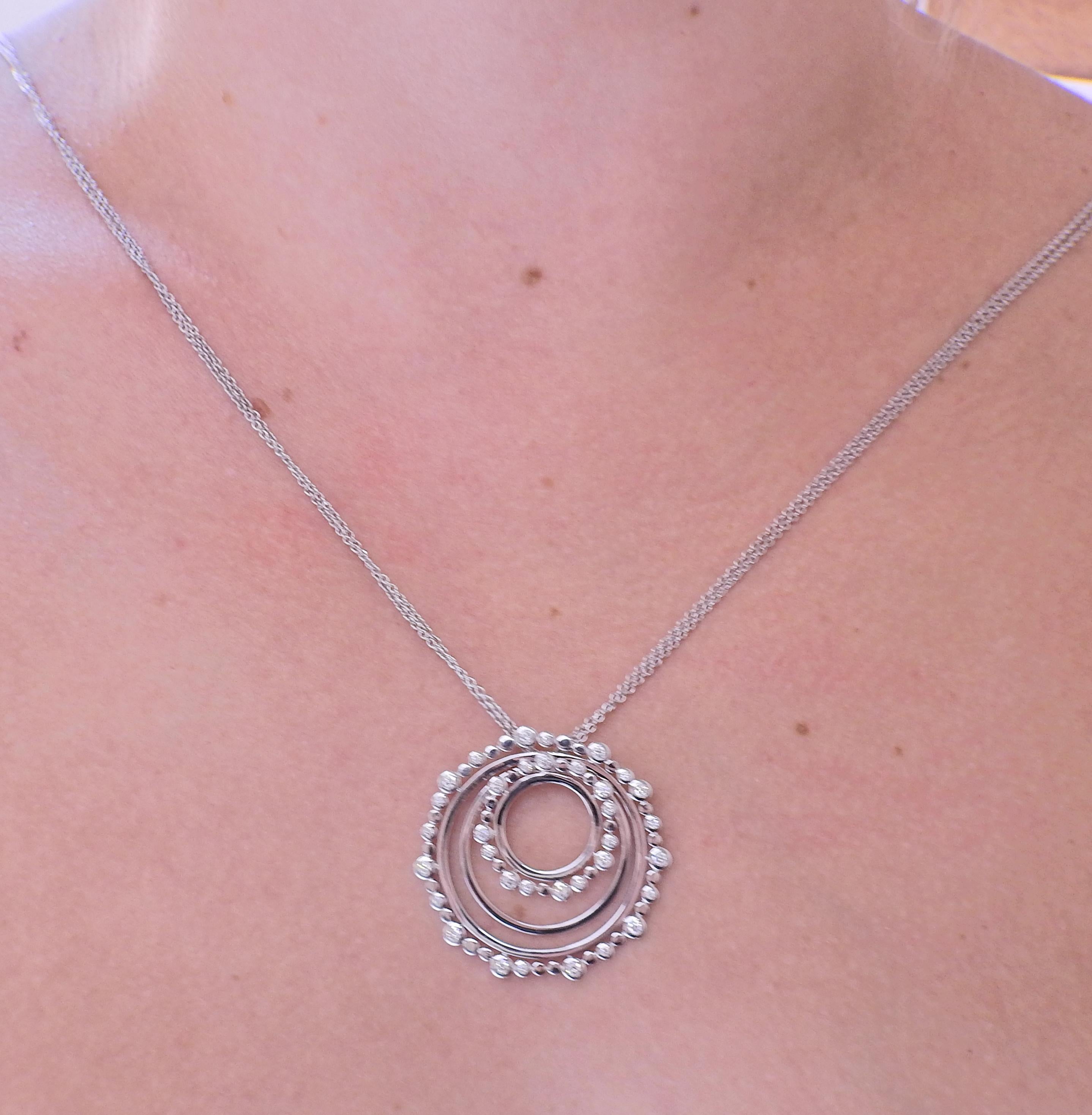 Round Cut Bucherer Gold Diamond Circle Pendant Necklace For Sale