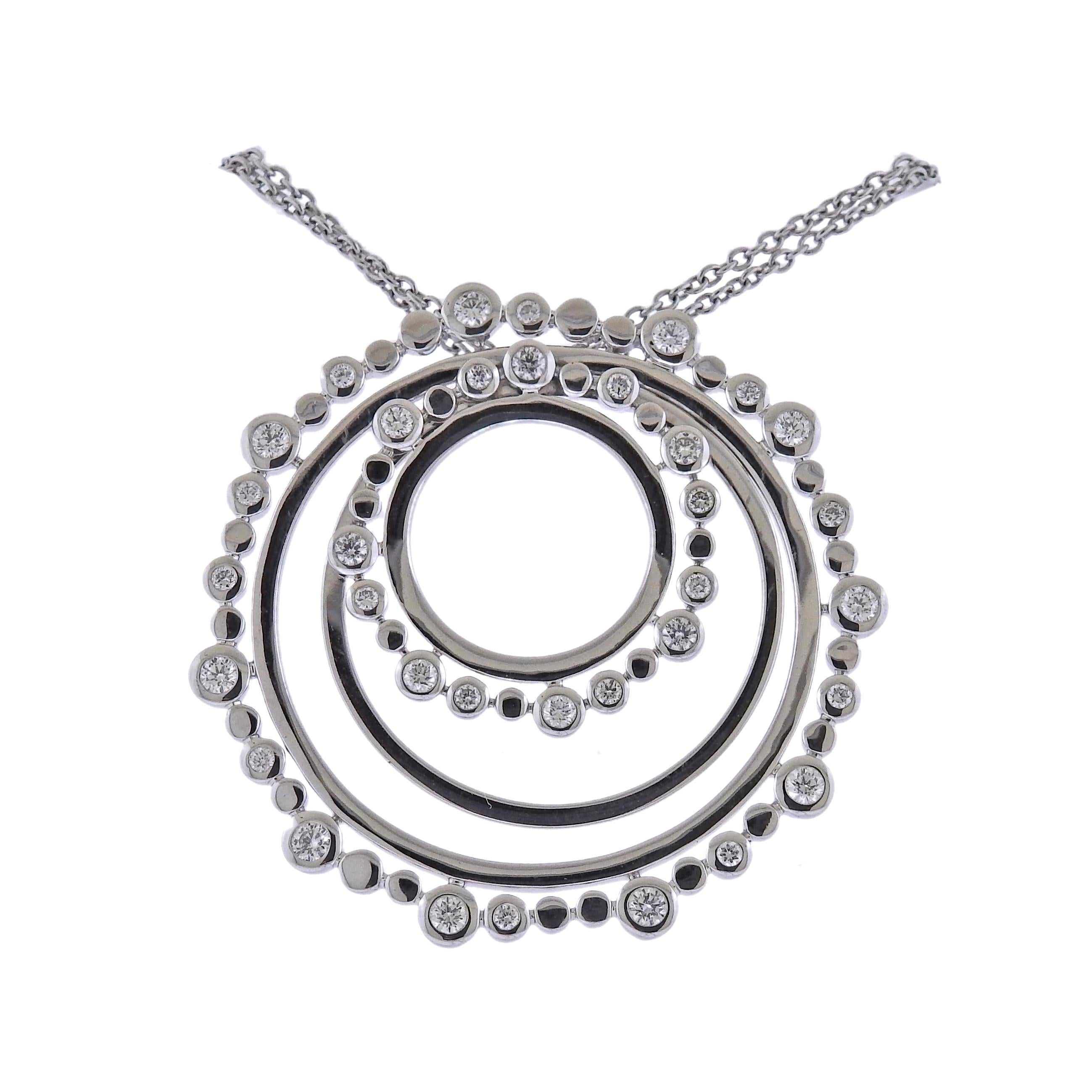 Bucherer Gold Diamond Circle Pendant Necklace For Sale