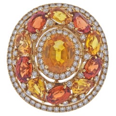 Bucherer Gold Diamond Citrine Sapphire Cocktail Ring