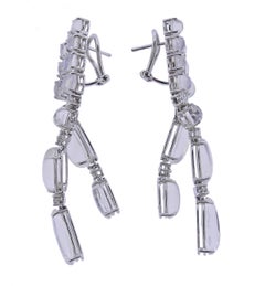 Bucherer Gold Diamond Moonstone Drop Earrings