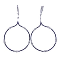Bucherer Gold Diamond Sapphire Large Circle Drop Earrings