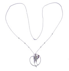 Bucherer Gold Diamond Sapphire Tsavorite Butterfly Pendant Necklace