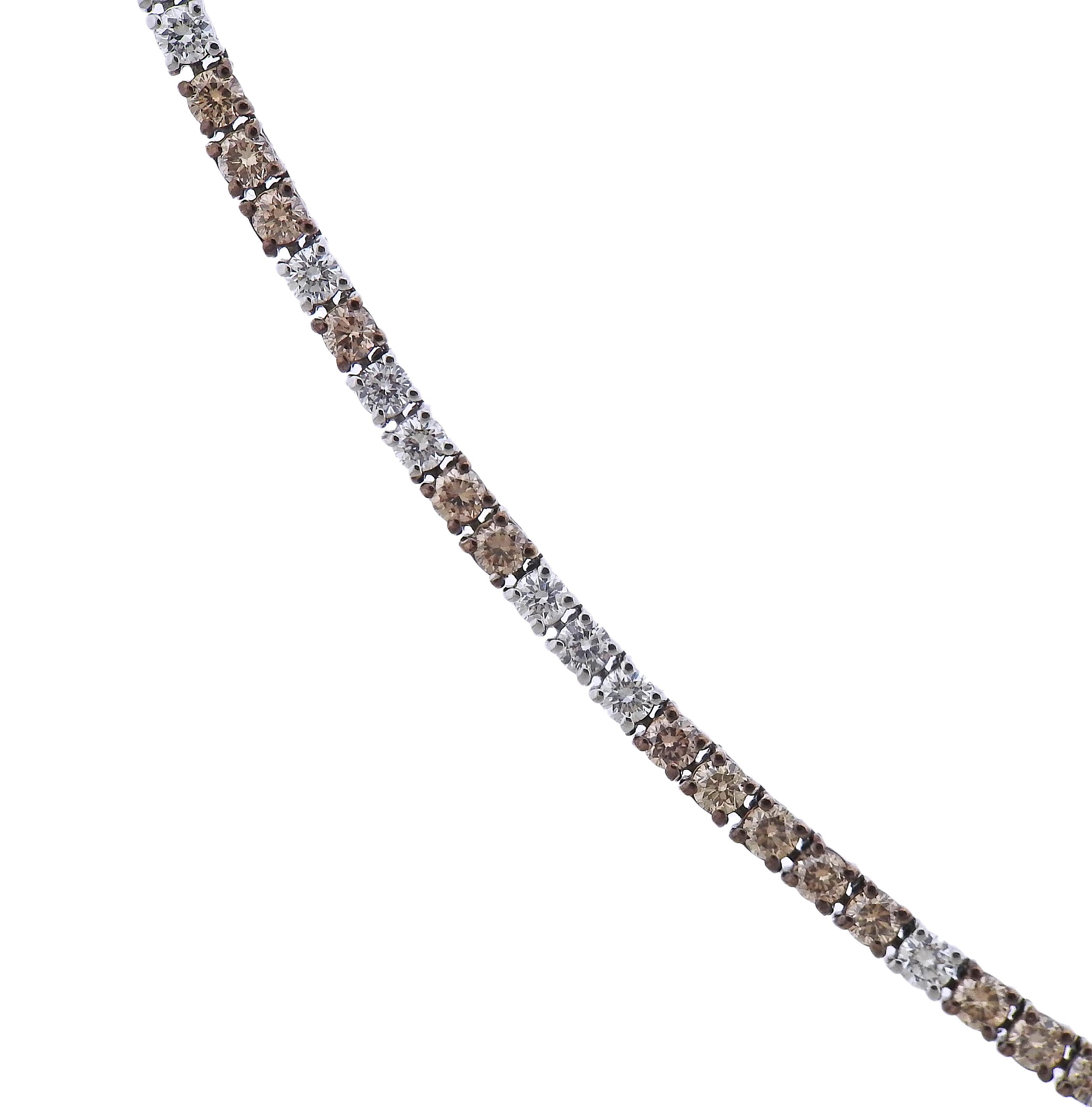 Round Cut Bucherer Gold Fancy Diamond Riviera Necklace