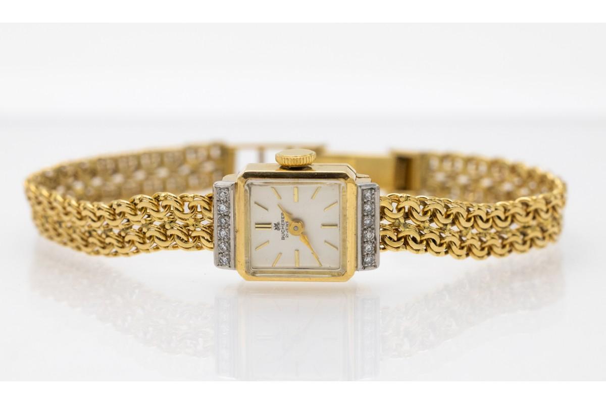Octagon Cut BUCHERER gold ladies watch with diamonds
