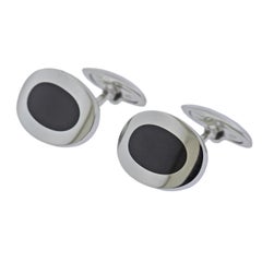 Bucherer Gold Oval Onyx Cufflinks