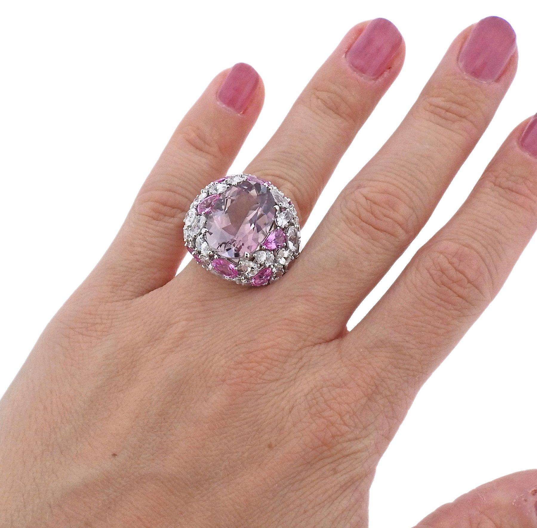 Bucherer Gold Pink Tourmaline Sapphire Cocktail Ring In New Condition In Lambertville, NJ