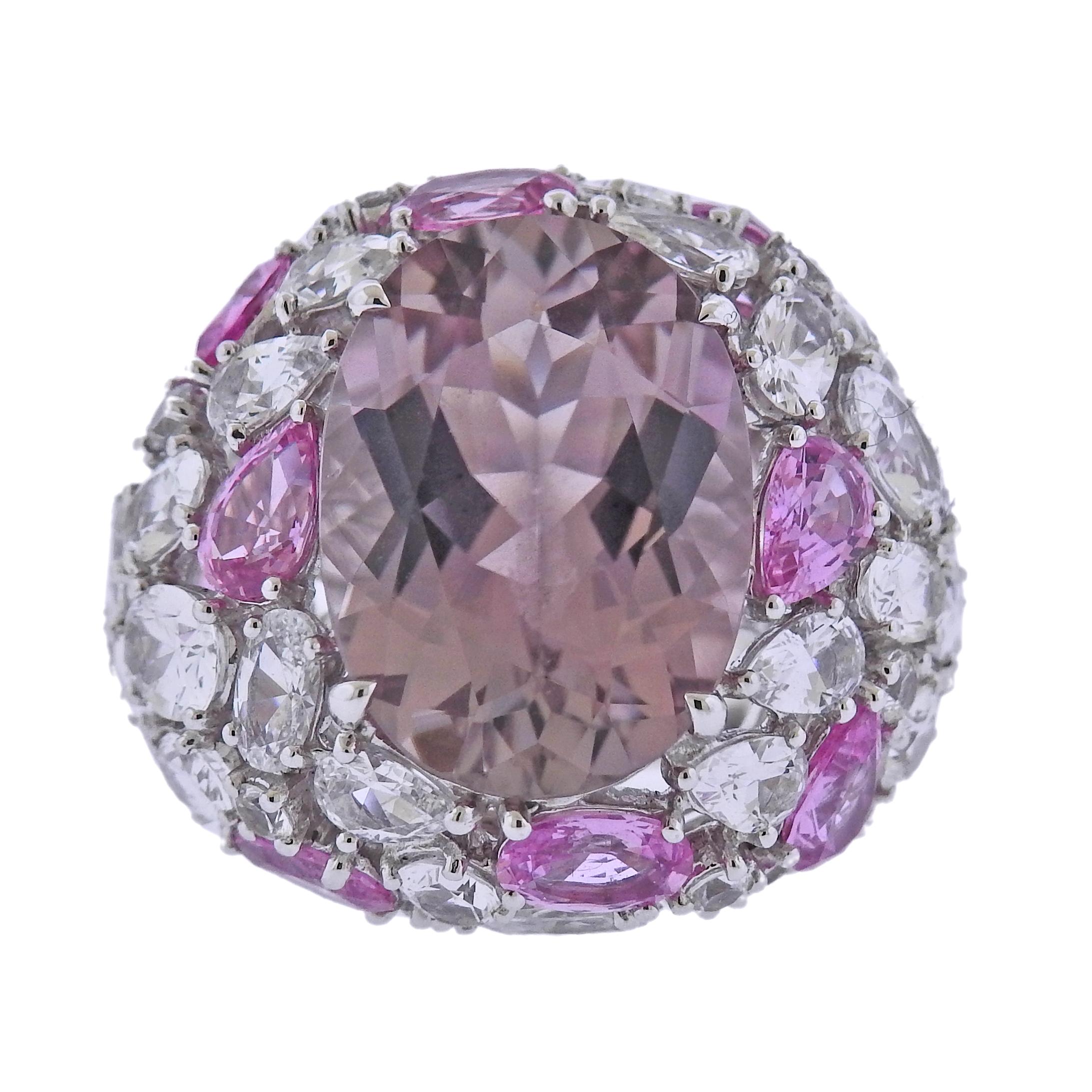 Bucherer Gold Pink Tourmaline Sapphire Cocktail Ring