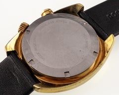 Bucherer Gold-Plated Alarm Watch Automatic "Memomatic" w/ Leather Band 2980 Date