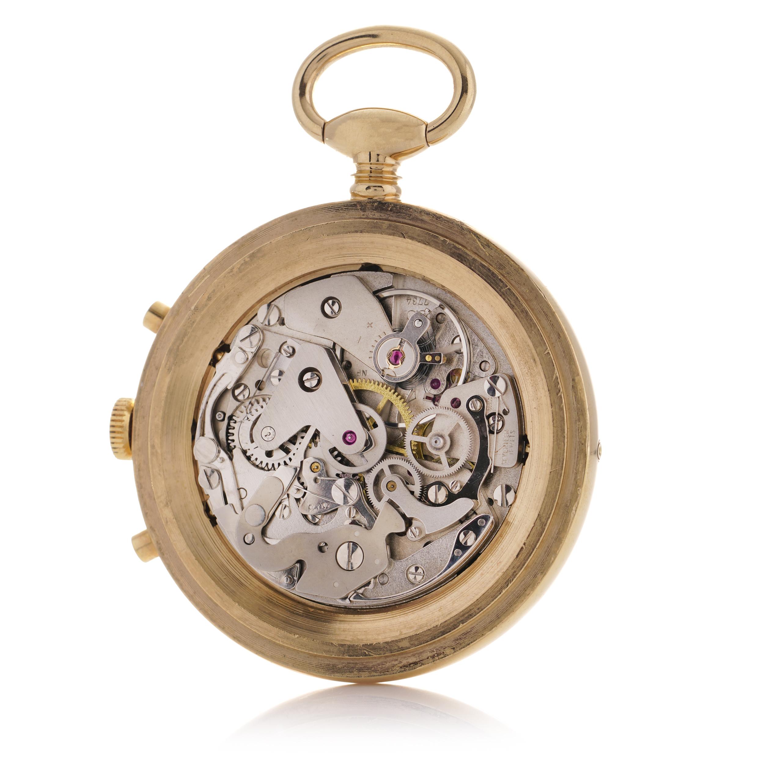 Bucherer gold-plated moon phase chronograph pocket watch In Good Condition For Sale In Braintree, GB