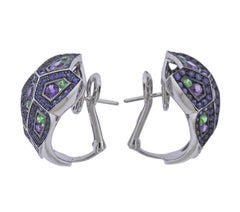 Bucherer Ohrringe aus Gold mit Saphir, Amethyst und Tsavorit