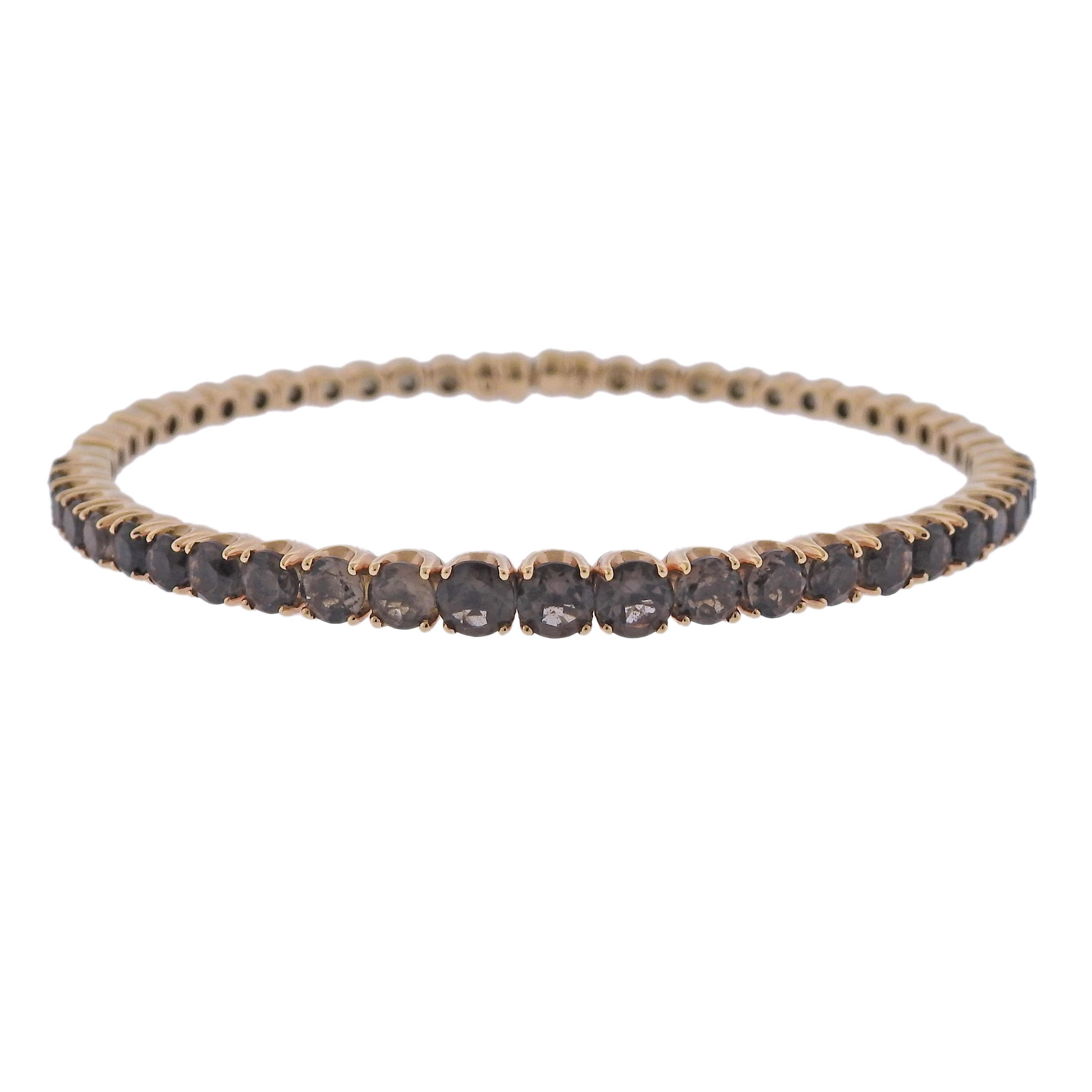 Bucherer Gold Smoky Quartz Bangle Bracelet For Sale