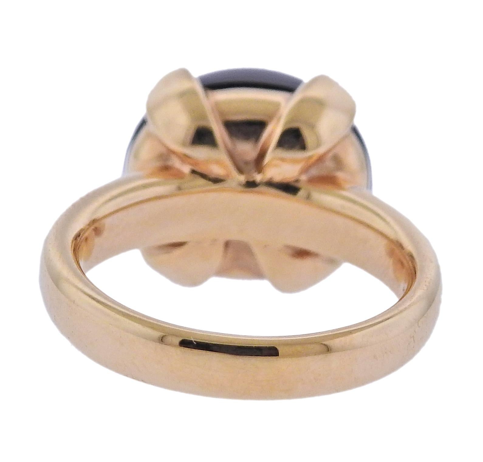 Cabochon Bucherer Gold Smoky Quartz Ring For Sale