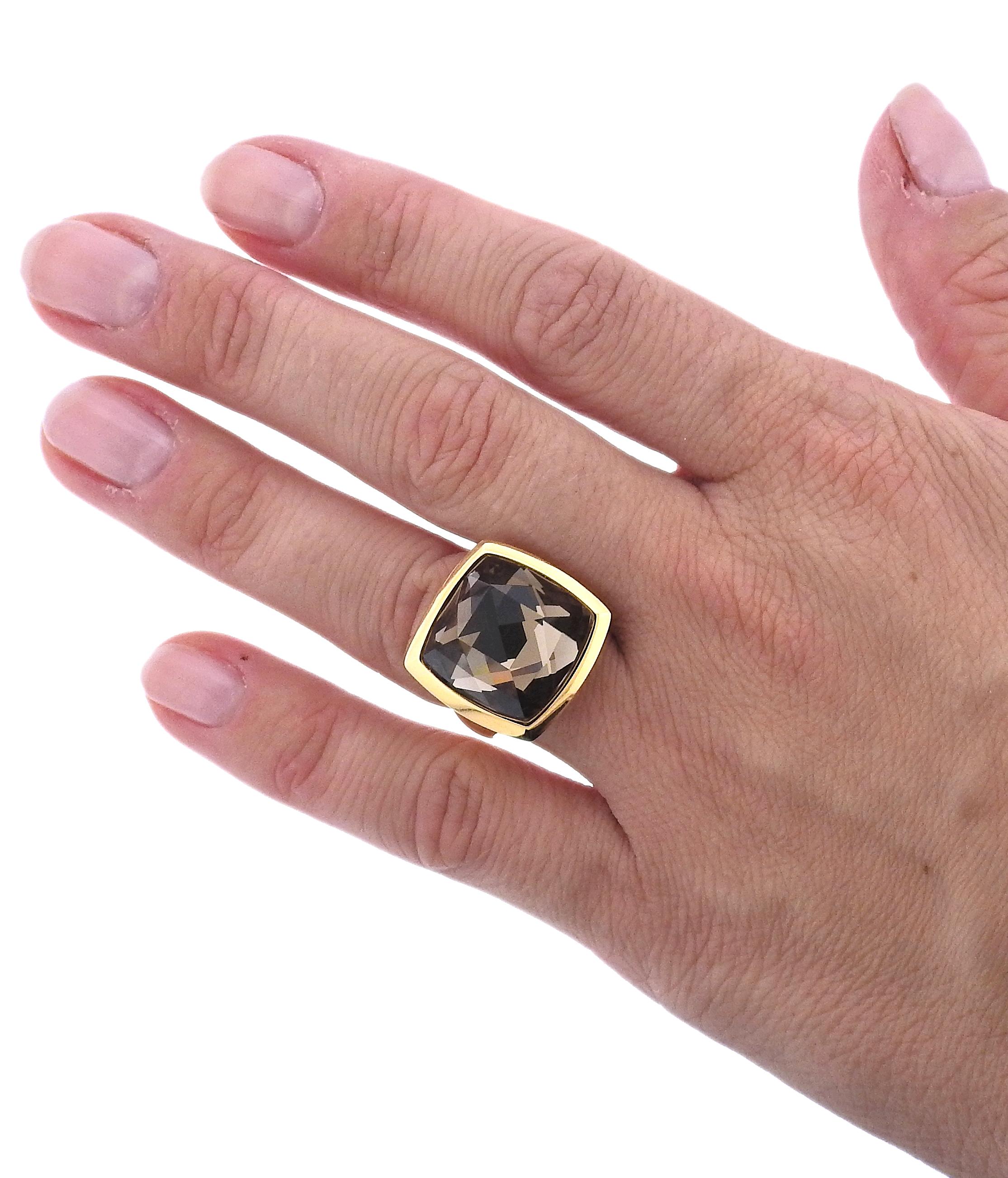Bucherer Gold Smoky Quartz Ring In New Condition For Sale In Lambertville, NJ