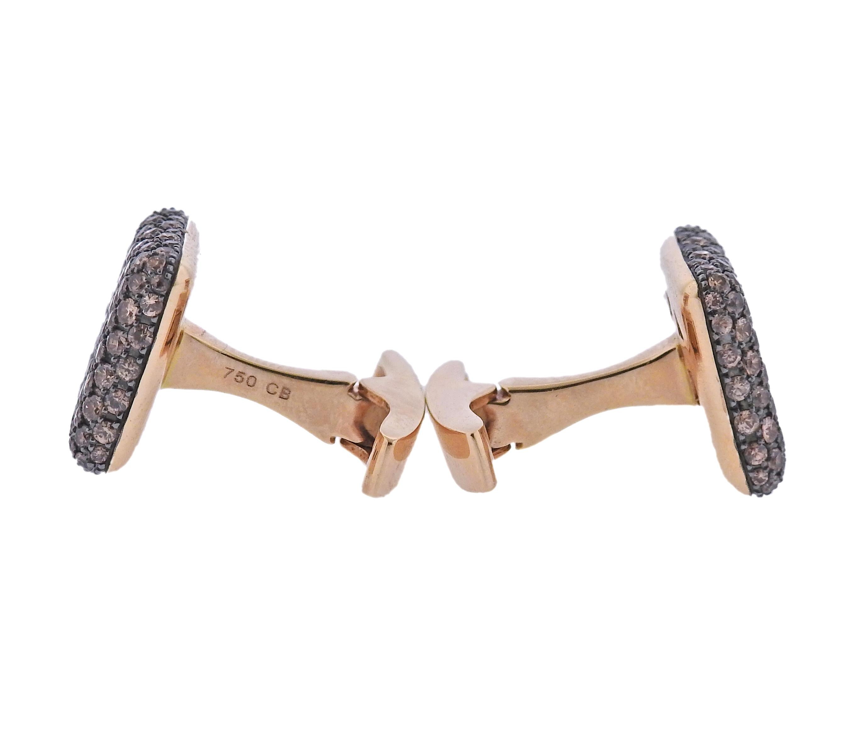 Brand new with tag Bucherer cufflinks, in 18k gold, with 3.19ctw in zircon.  Come with box. Cufflink top is 12.8 x 12.8mm. Weight - 9.3 grams. Marked: CB 750.