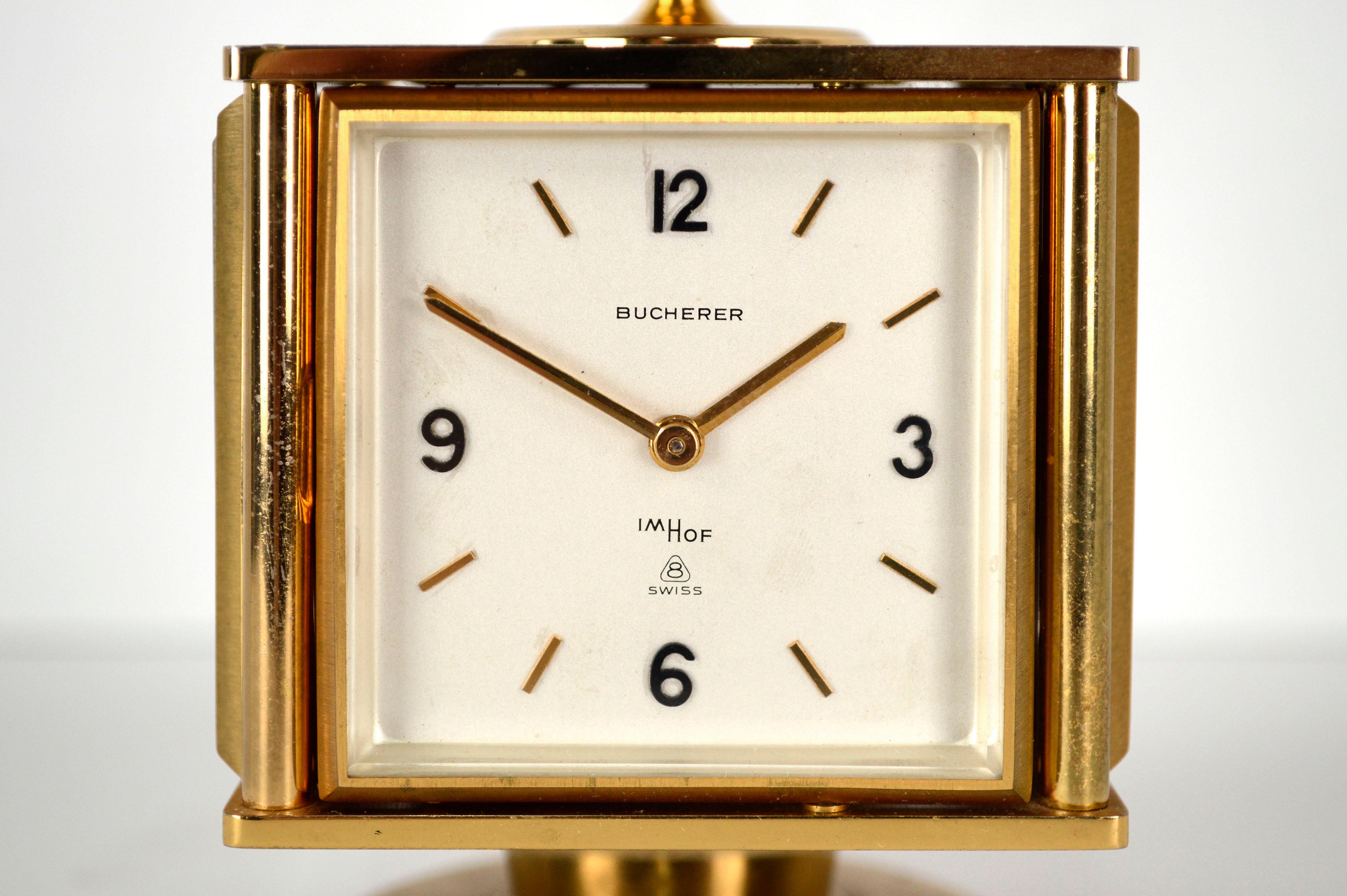 Swiss Bucherer Weather Station Desk 15 Jewel Clock, Barometer, Hygrometer, Thermometer