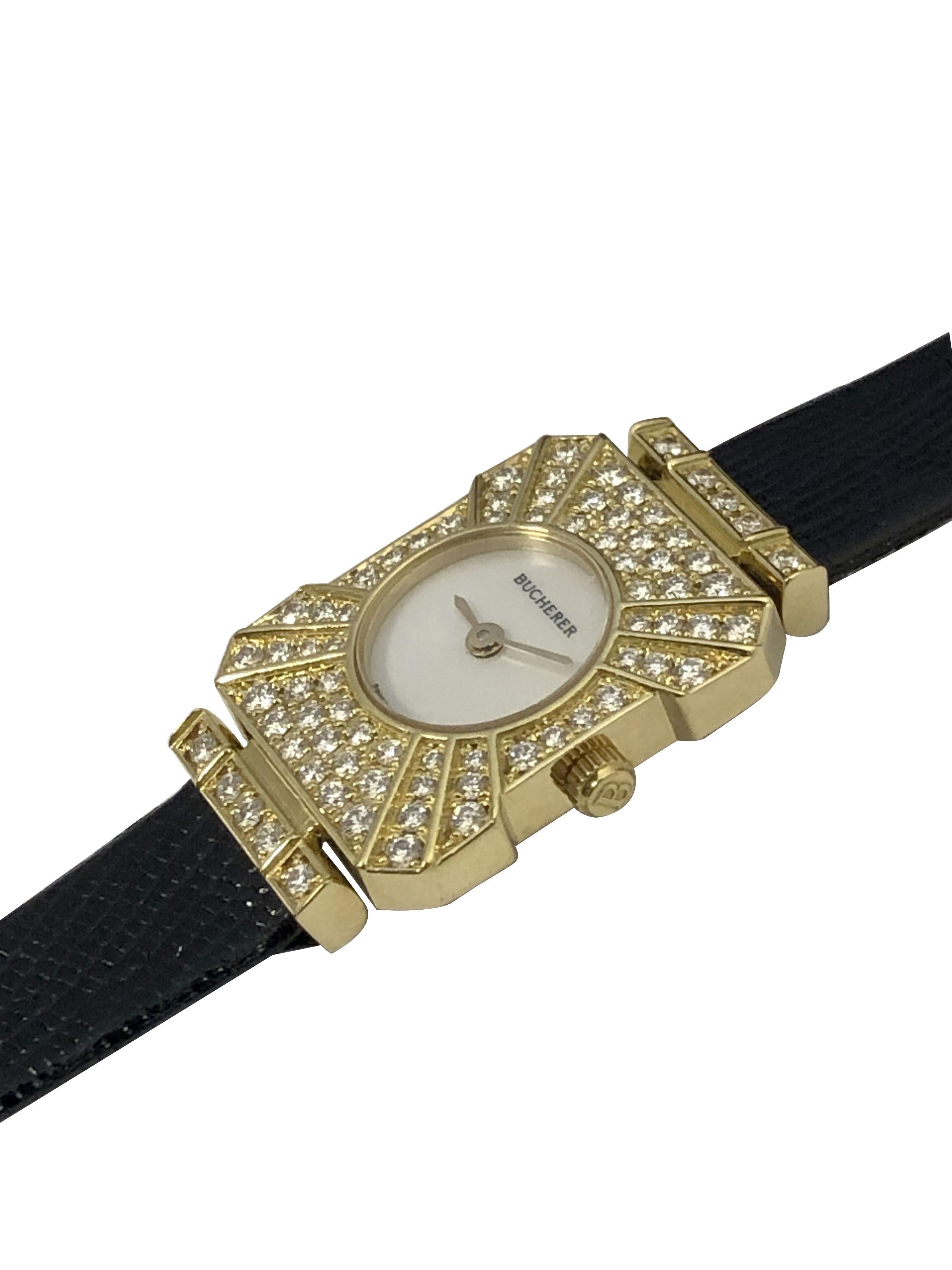 Montre-bracelet pour dames en or jaune et diamants Bucherer Excellent état - En vente à Chicago, IL