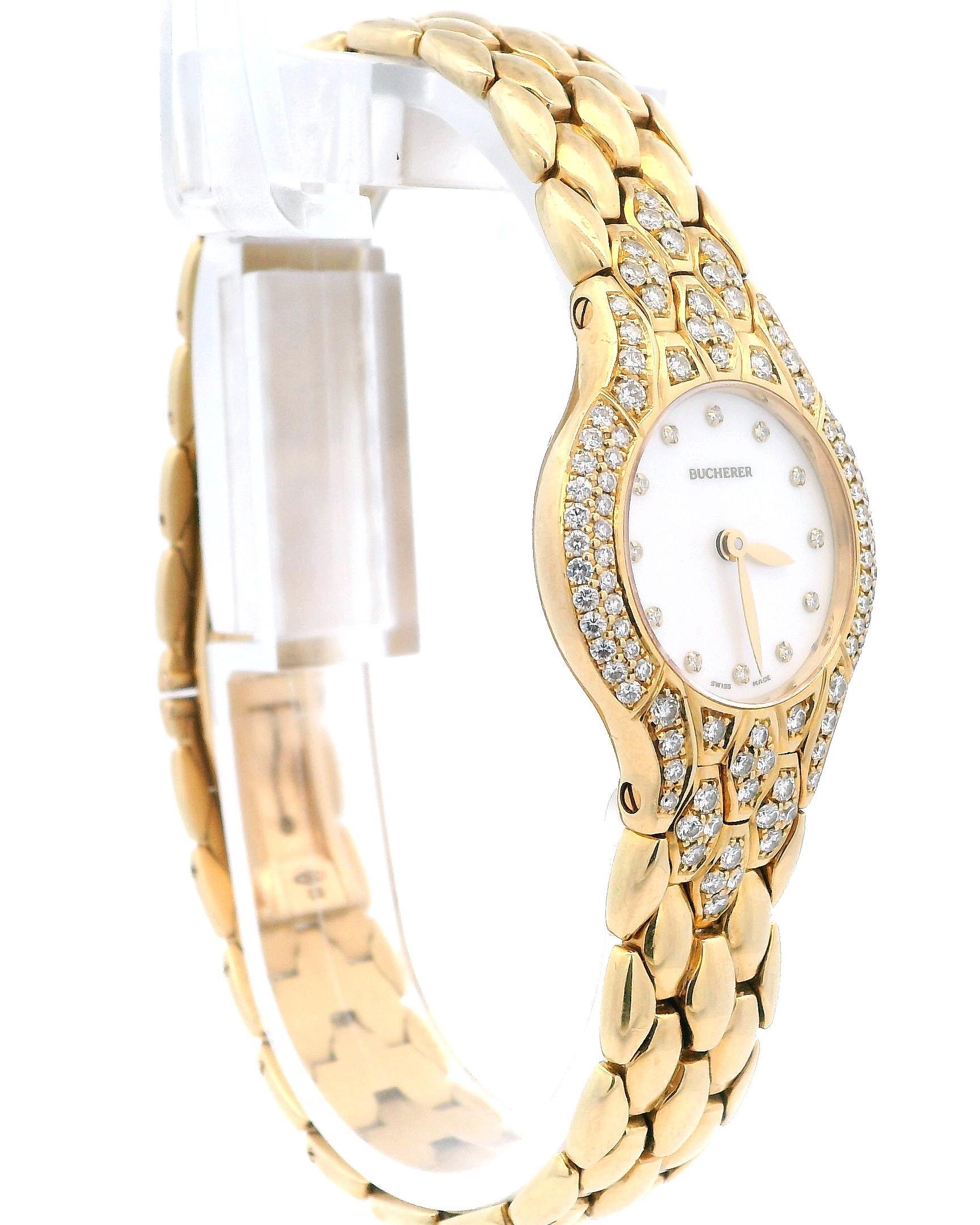 Bucherer Medea 18K Yellow Gold MOP Diamond Dial & Bezel Ladies Watch 1