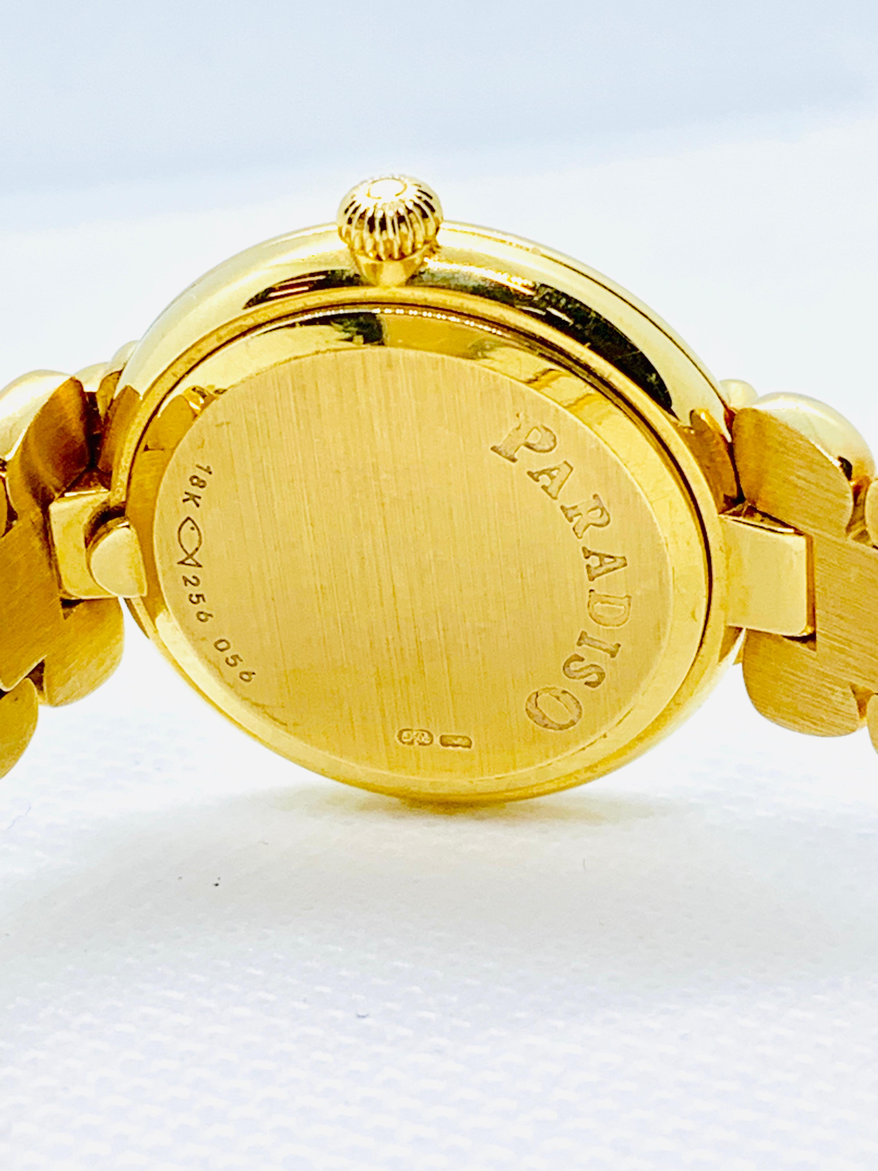 Taille ronde Bucherer Montre pour femme Paradiso en or jaune 18 carats, diamants et saphirs en vente
