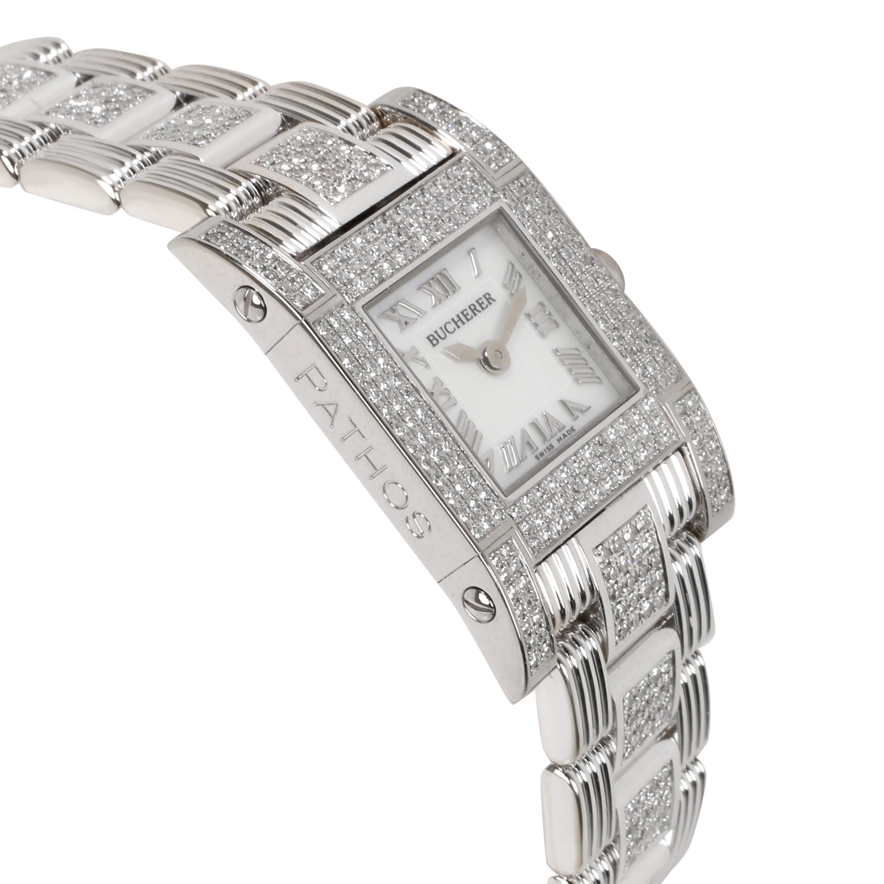 Bucherer Pathos 10505.02.75.32 Women's Watch in 18 Karat White Gold In Excellent Condition In New York, NY