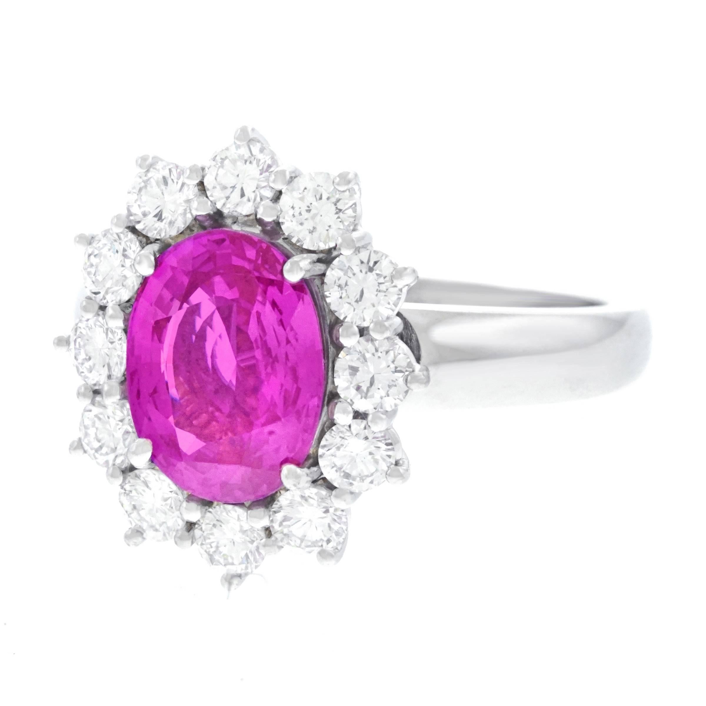 Bucherer Pink Sapphire and Diamond Set Gold Ring In Excellent Condition In Litchfield, CT