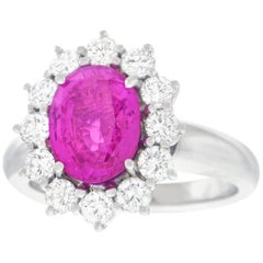 Bucherer Pink Sapphire and Diamond Set Gold Ring