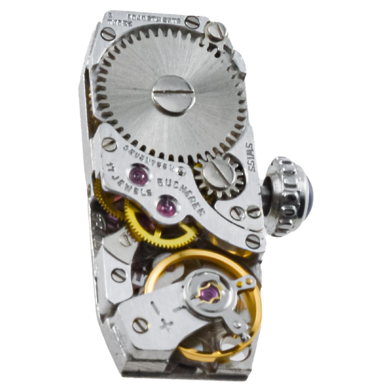 Bucherer Platin & 18Kt. Gold-Damenuhr im Damenkleid-Stil 1940er Jahre im Angebot 5
