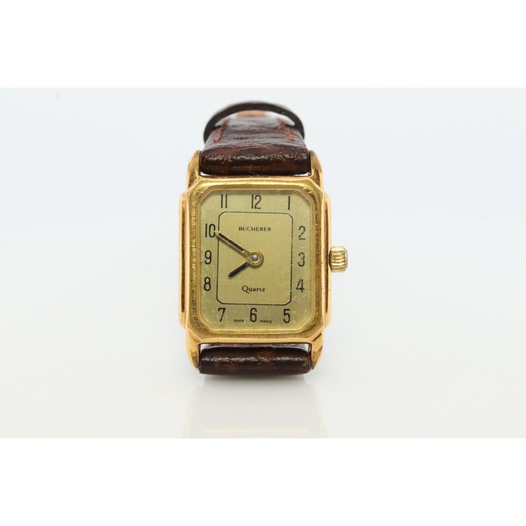 Bucherer Quartz wristwatch. Gold-tone bezel SWISS battery watch. Minimalist In Good Condition In Port Charlotte, FL