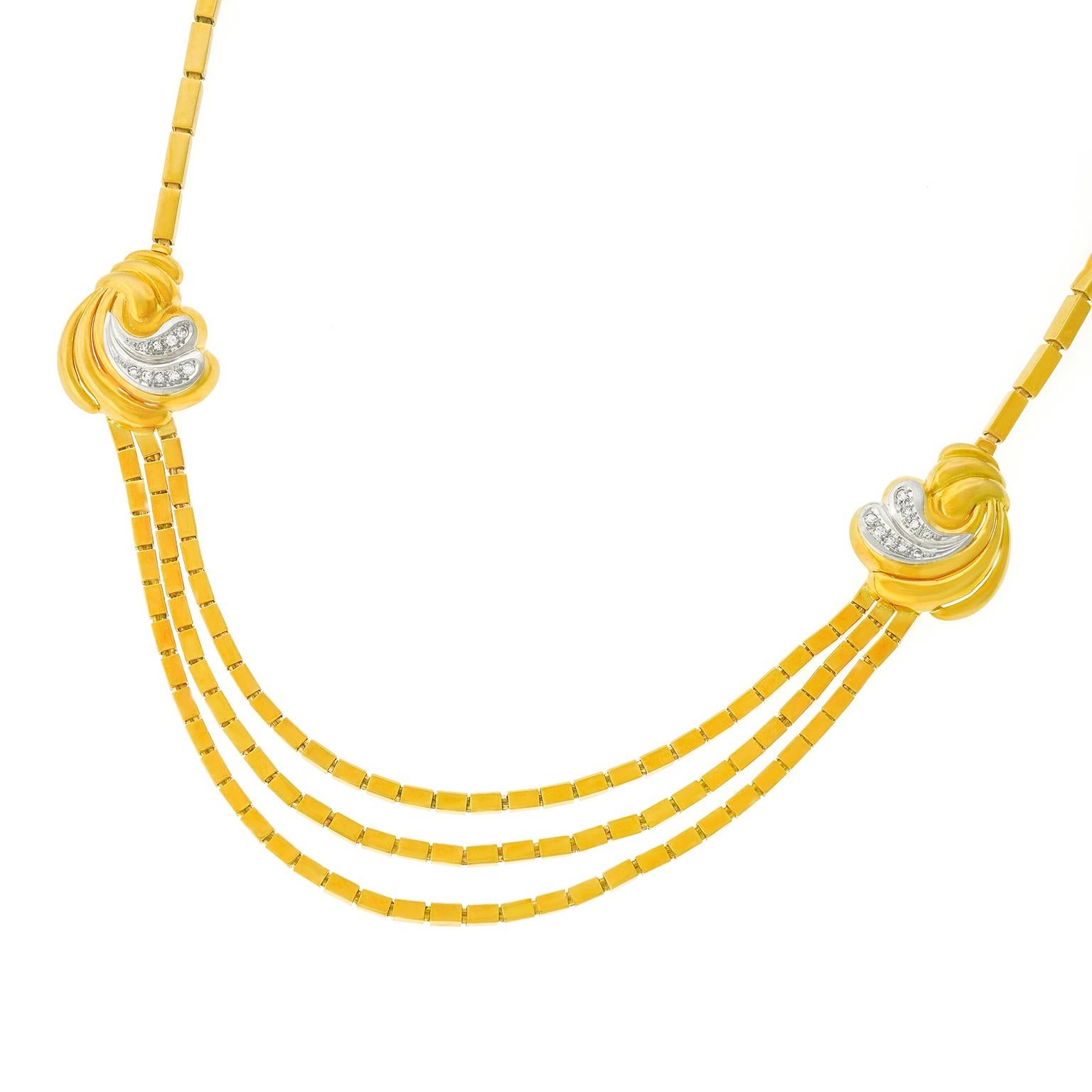 Bucherer Retro Vierziger Jahre Gold Halskette im Zustand „Hervorragend“ im Angebot in Litchfield, CT