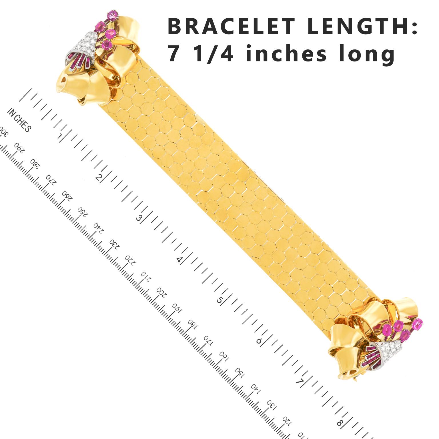 Bucherer Retro Pink Sapphire and Diamond Set Gold Bracelet 2