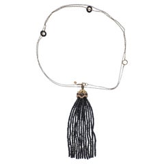 Bucherer Rose Gold Diamond Spinel Onyx Tassel Pendant Necklace Bucherer Rose Gold Diamond Spinel Onyx Tassel Pendant Necklace