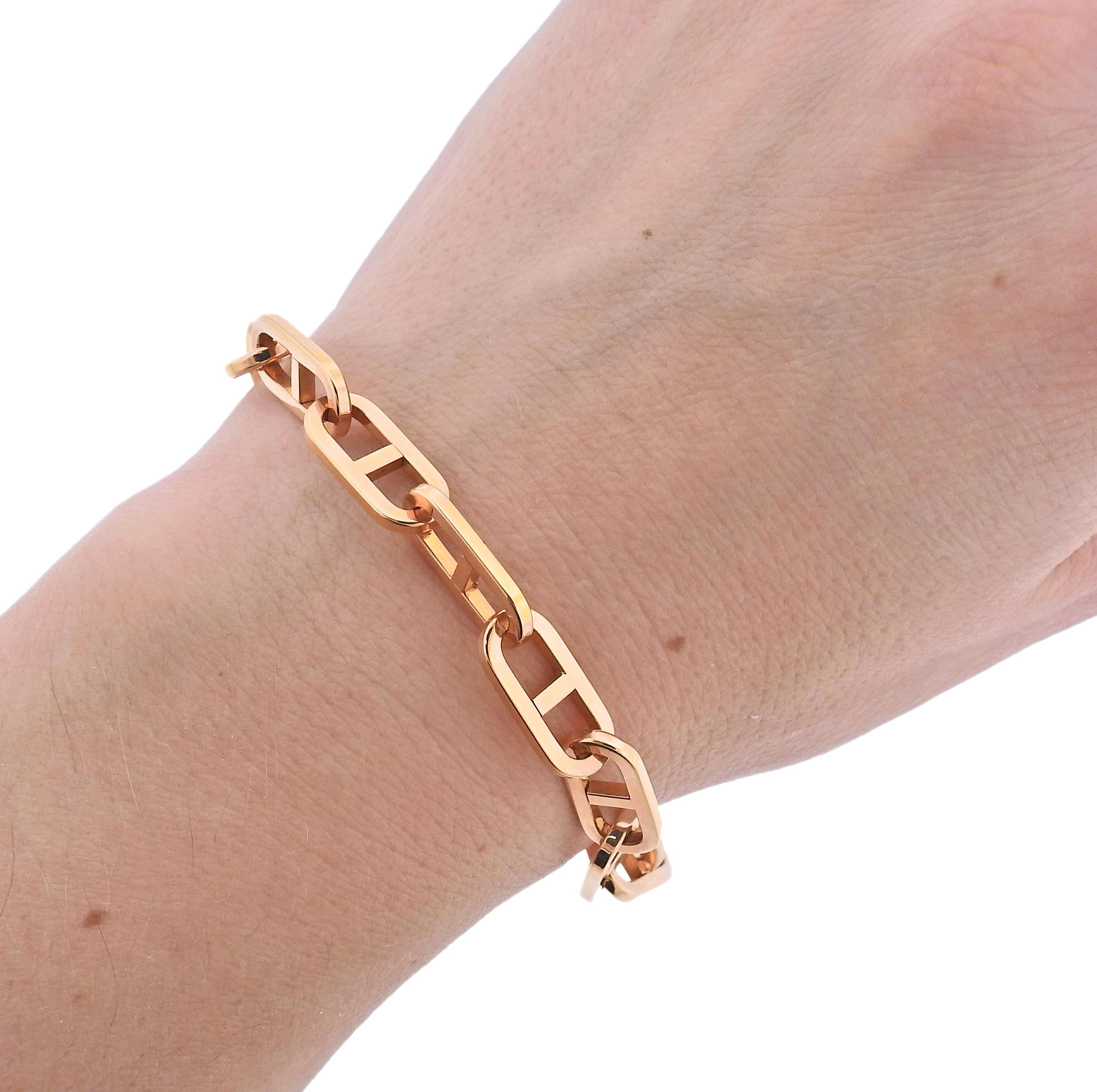 Women's or Men's Bucherer Rose Gold Paperclip Link Bracelet For Sale