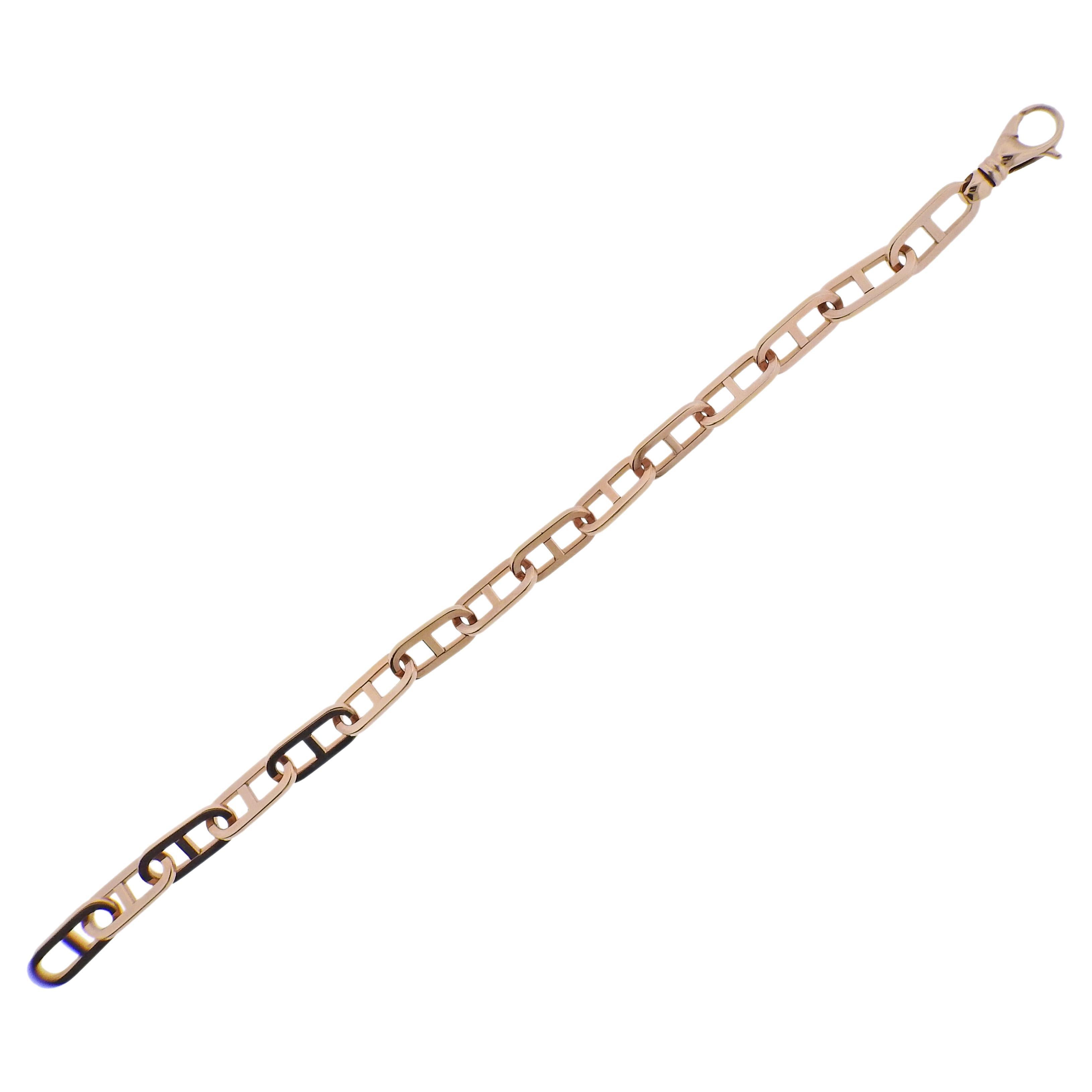 Bucherer Rose Gold Paperclip Link Bracelet For Sale