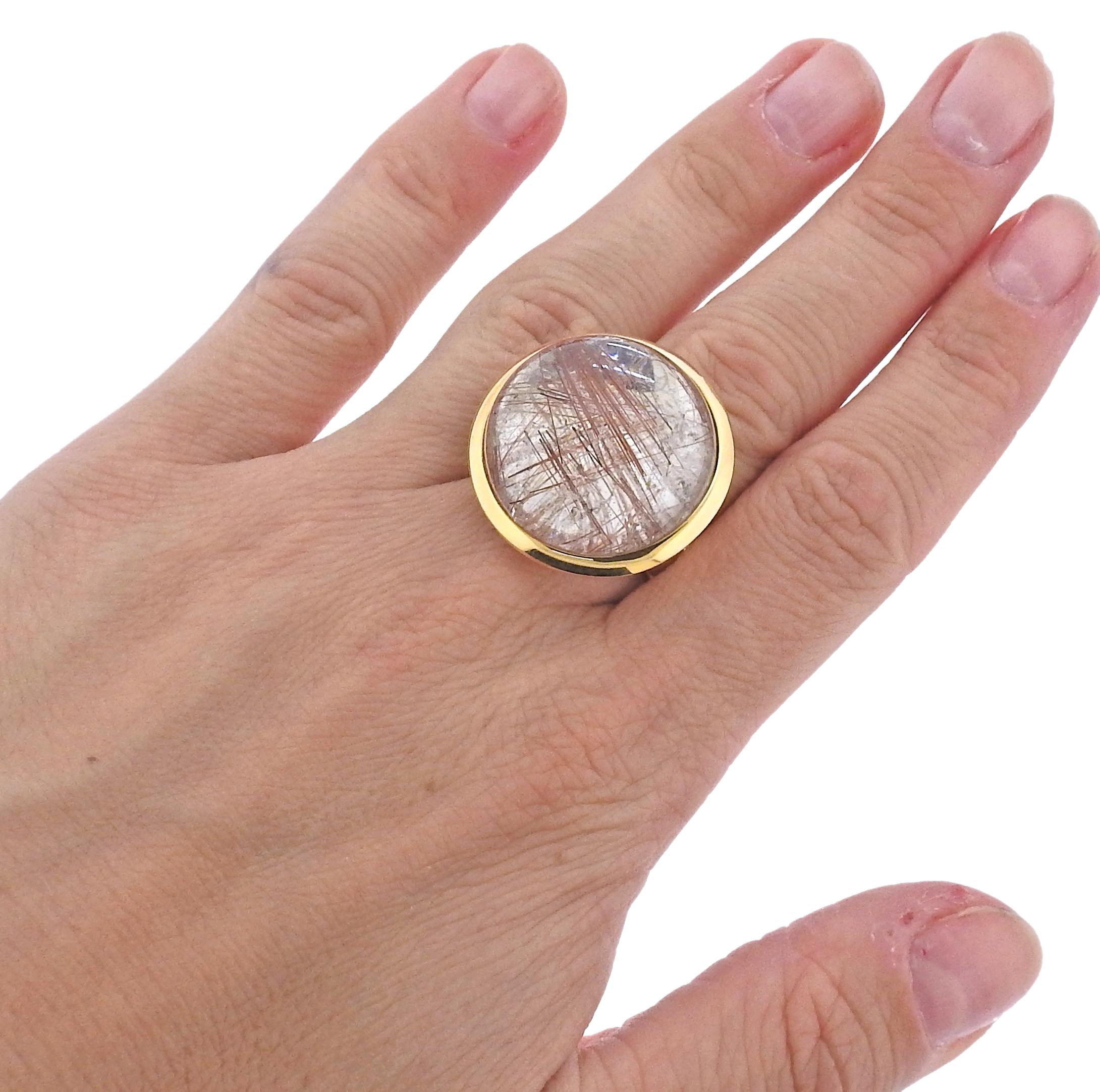 Bucherer Rose Gold Rutilated Quartz Cocktail Ring In New Condition For Sale In Lambertville, NJ