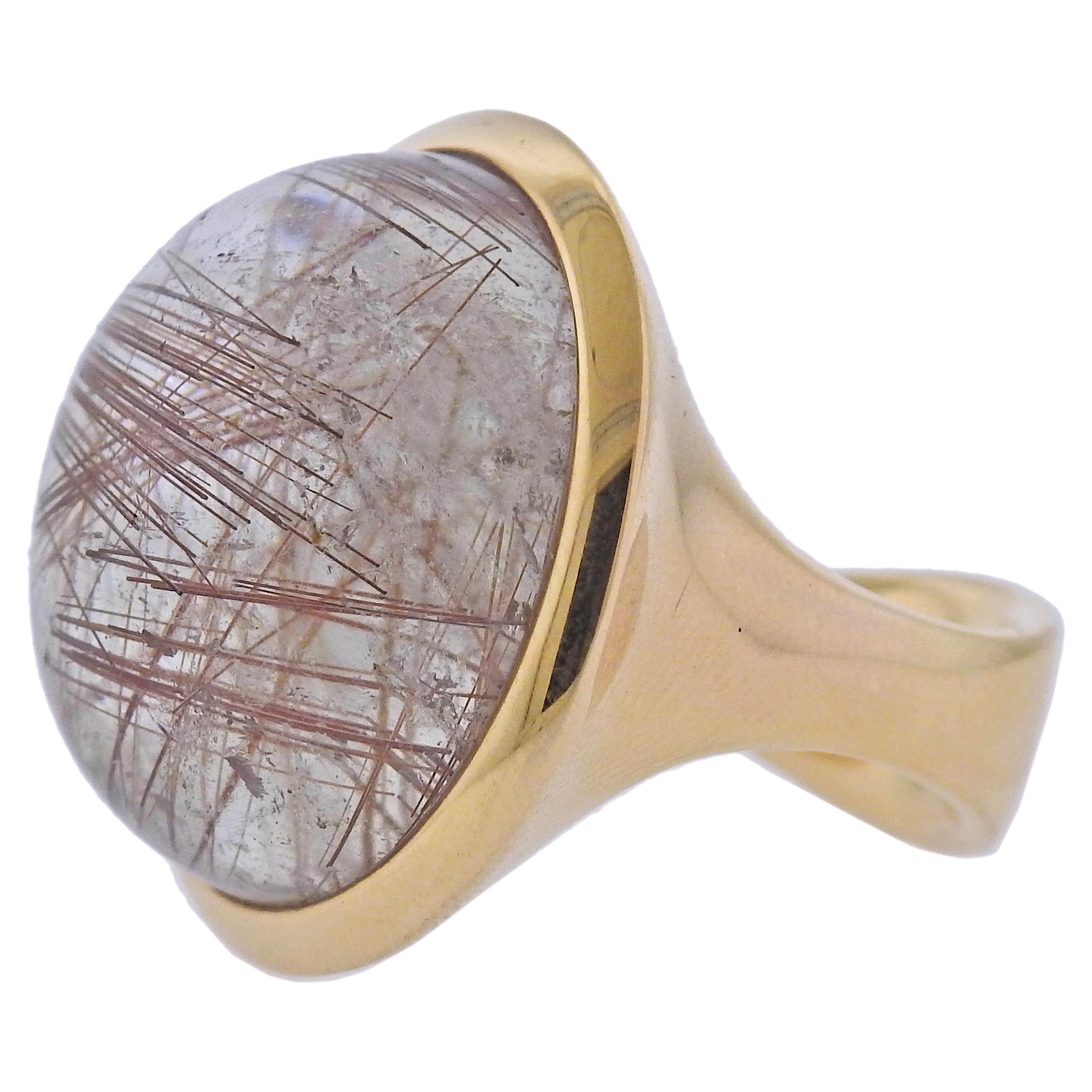 Bucherer Rose Gold Rutilated Quartz Cocktail Ring For Sale