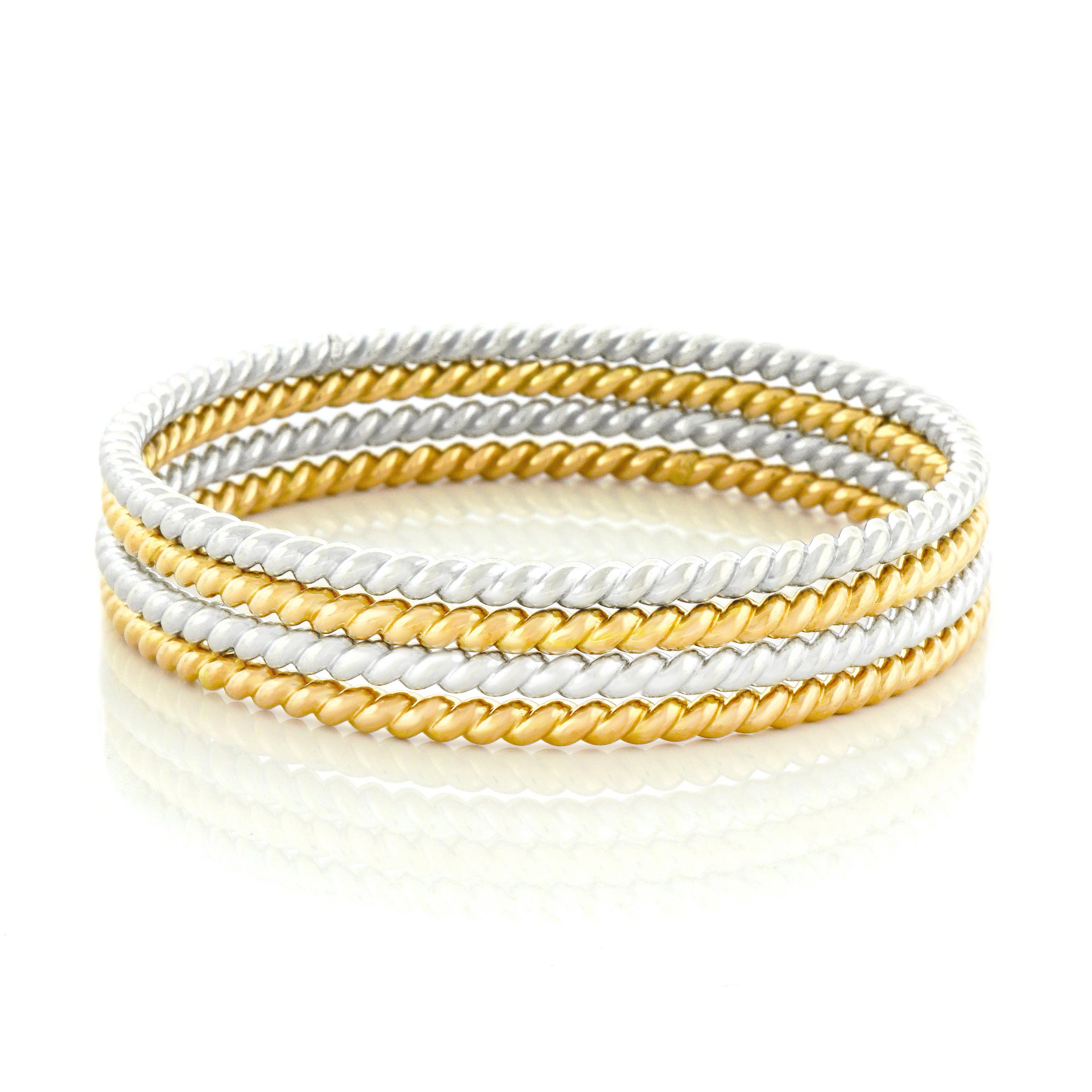 Bucherer Set of Four Cable Twist Gold Bangles 1