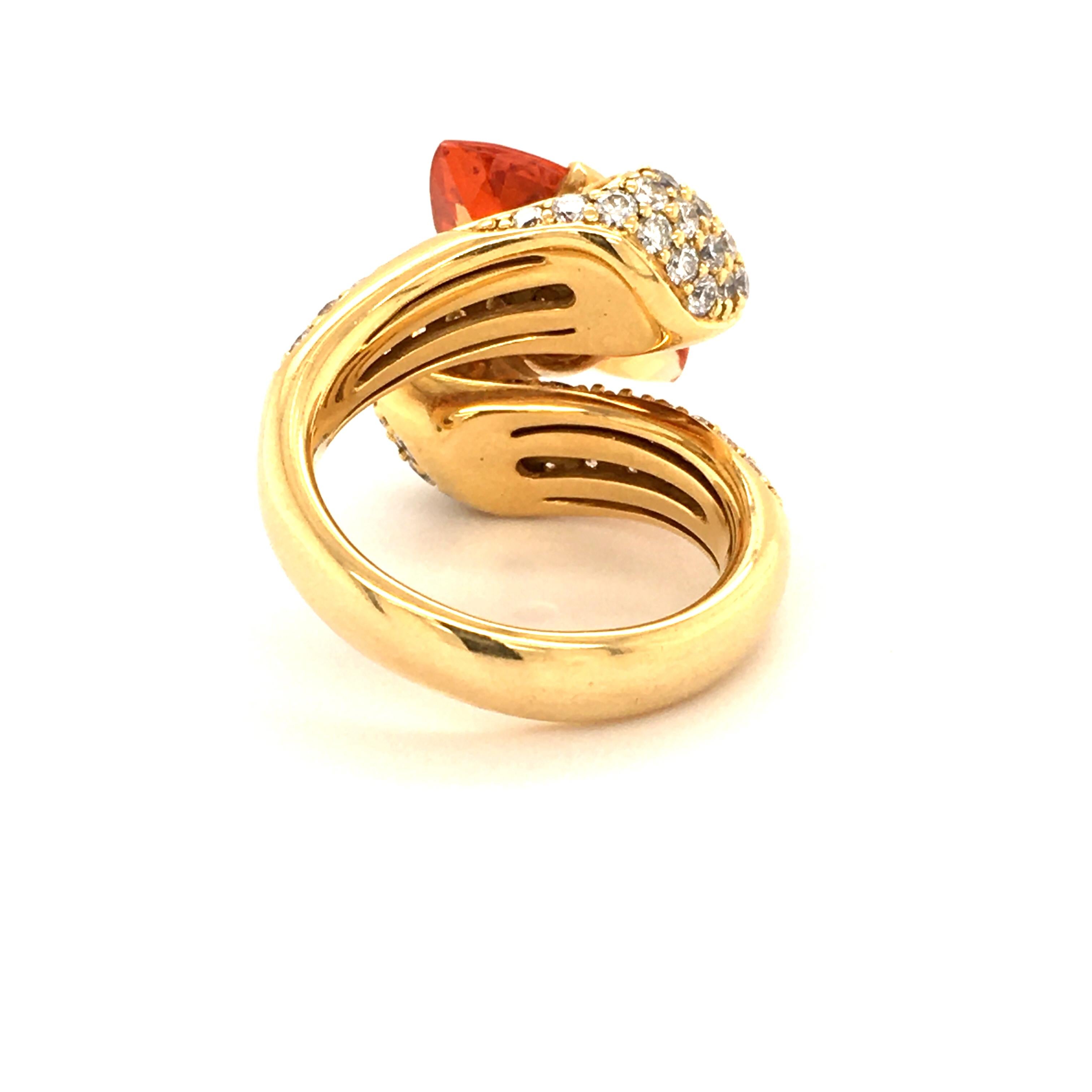Bucherer Spessartine and Diamond 18 Karat Yellow Gold Ring 1