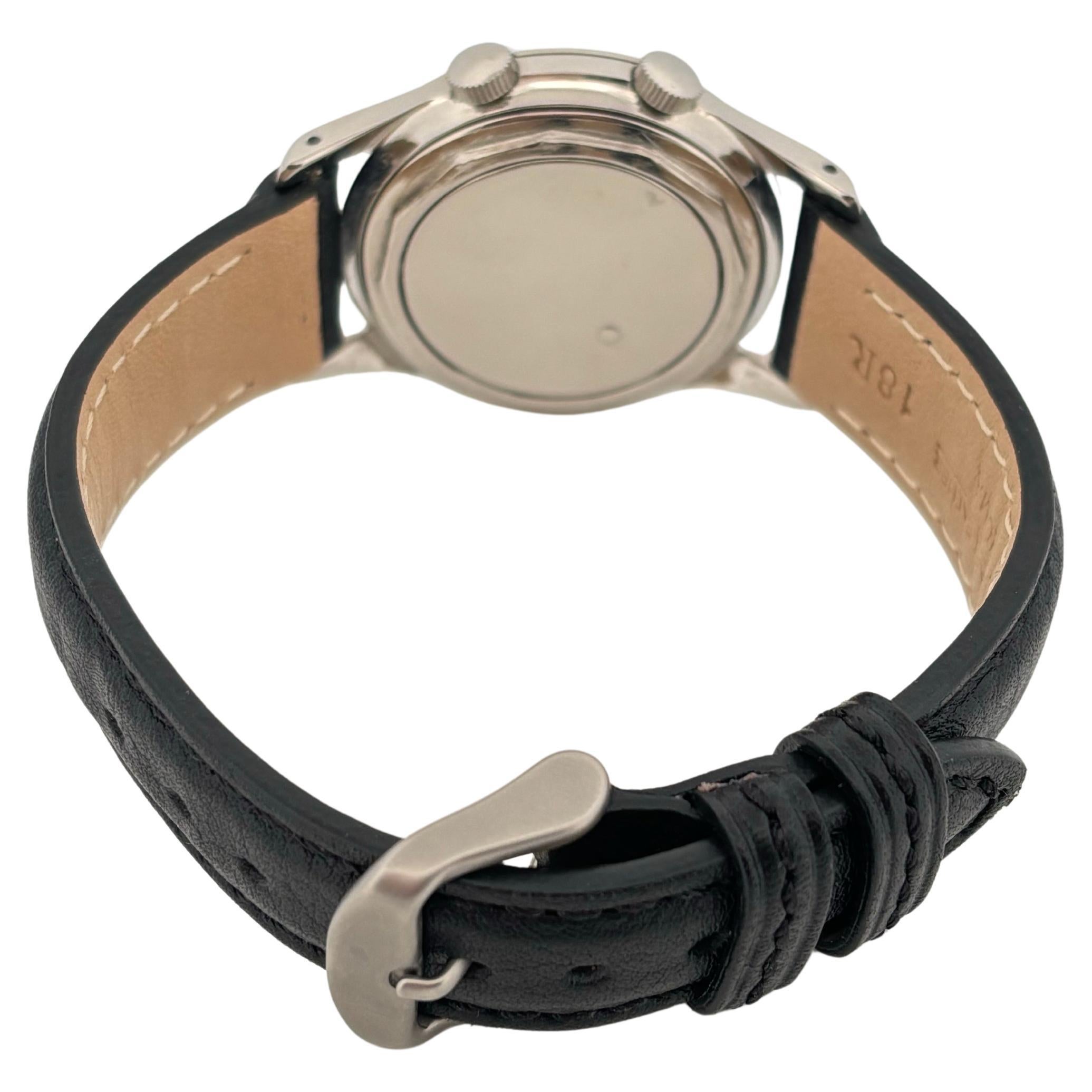 Bucherer Stainless Steel Mechanical Alarm Clock Wrist Watch 34 Millimeter For Sale 1