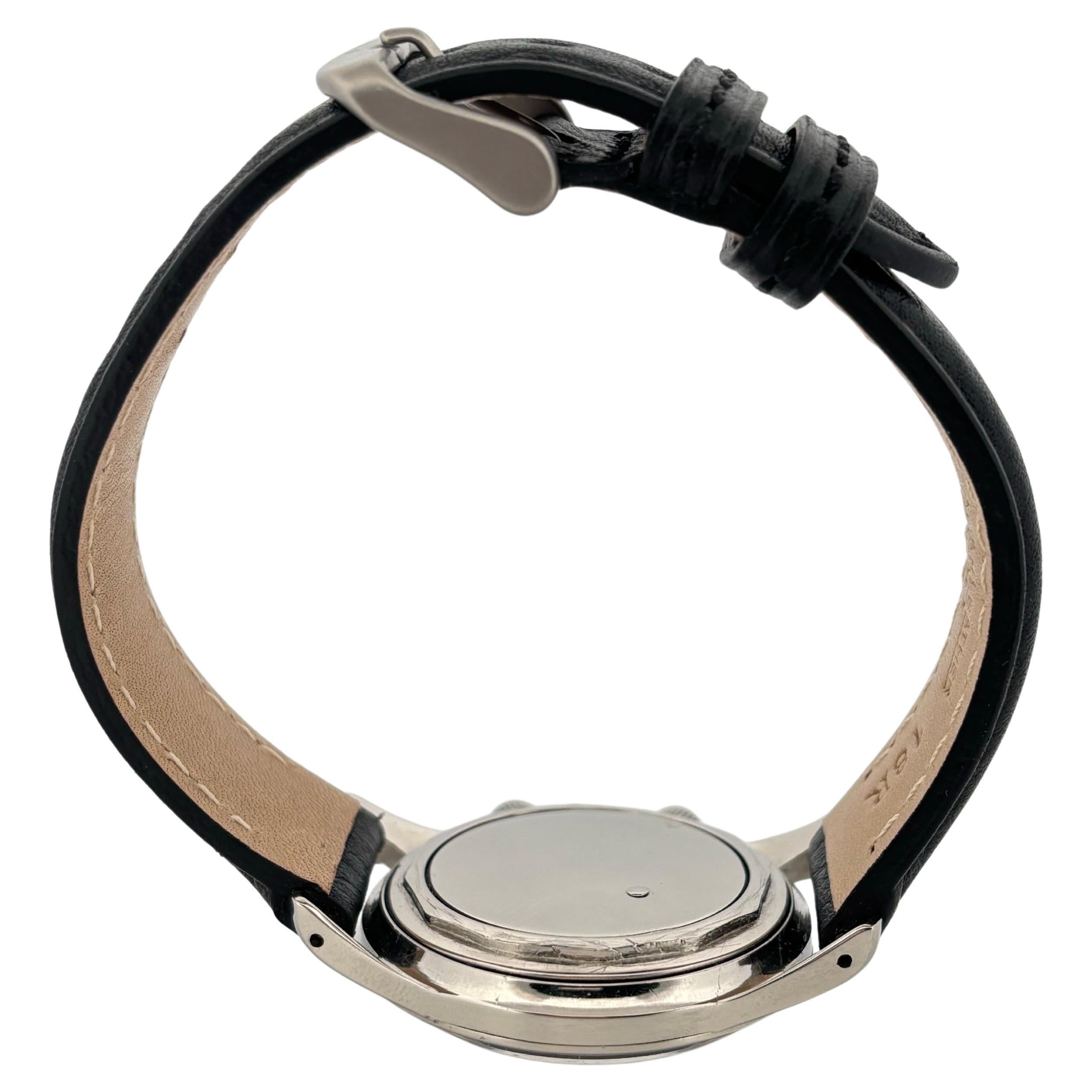 Bucherer Stainless Steel Mechanical Alarm Clock Wrist Watch 34 Millimeter For Sale 2