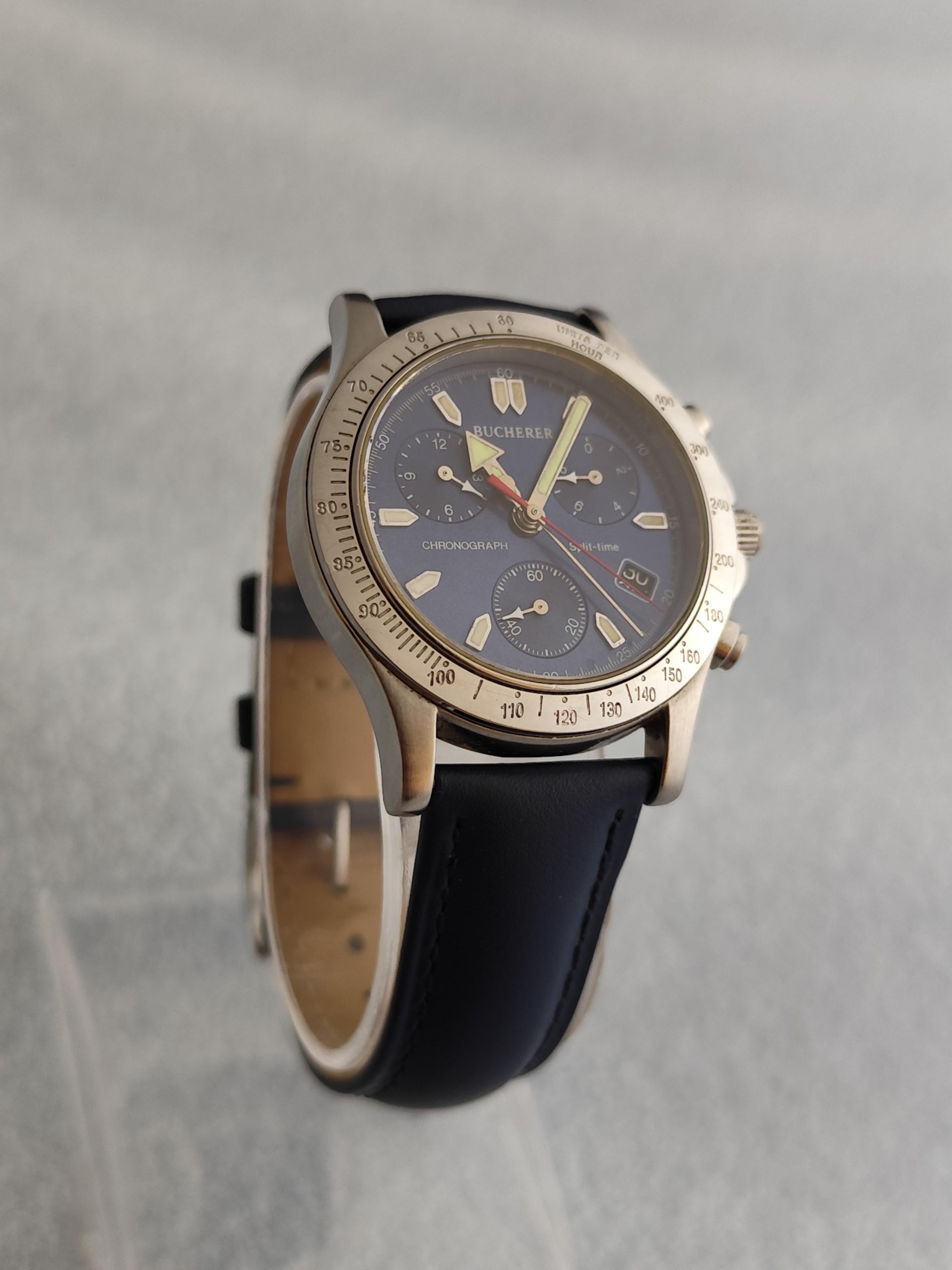Reloj de caballero Bucherer Cronógrafo ratrapante de acero inoxidable de 40 mm en Bueno estado para la venta en Toronto, CA