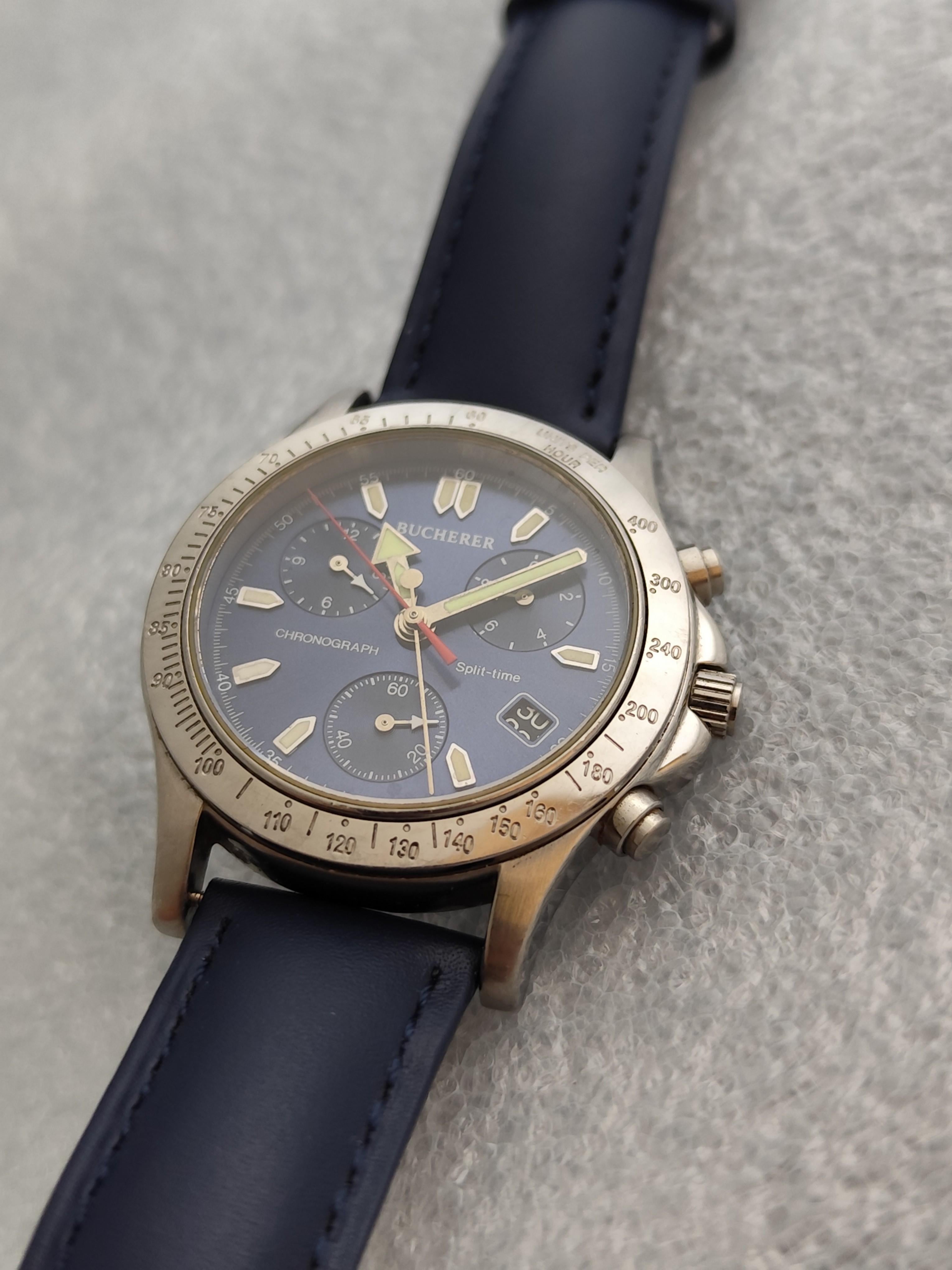 De los hombres Reloj de caballero Bucherer Cronógrafo ratrapante de acero inoxidable de 40 mm en venta
