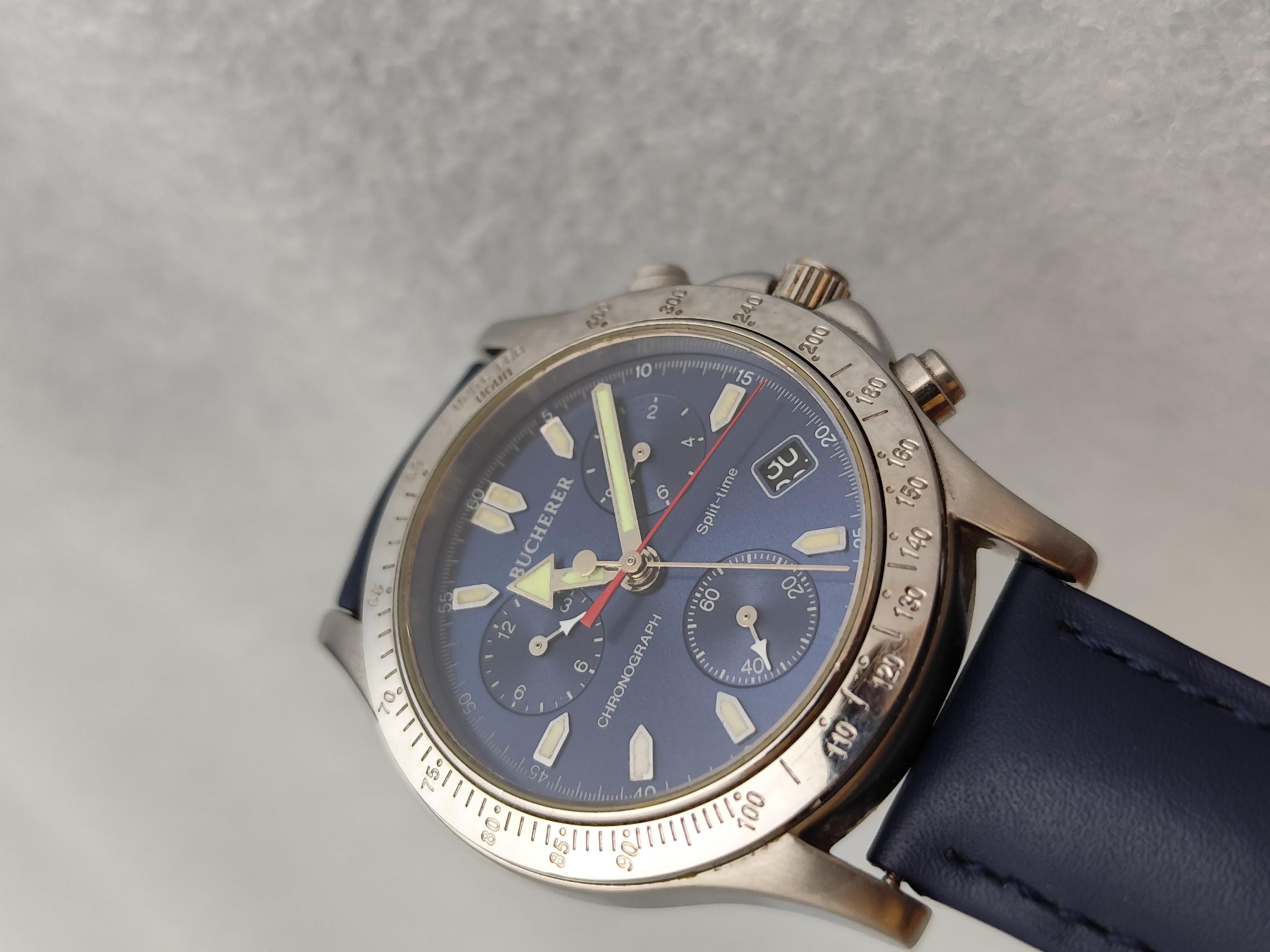 Reloj de caballero Bucherer Cronógrafo ratrapante de acero inoxidable de 40 mm en venta 2