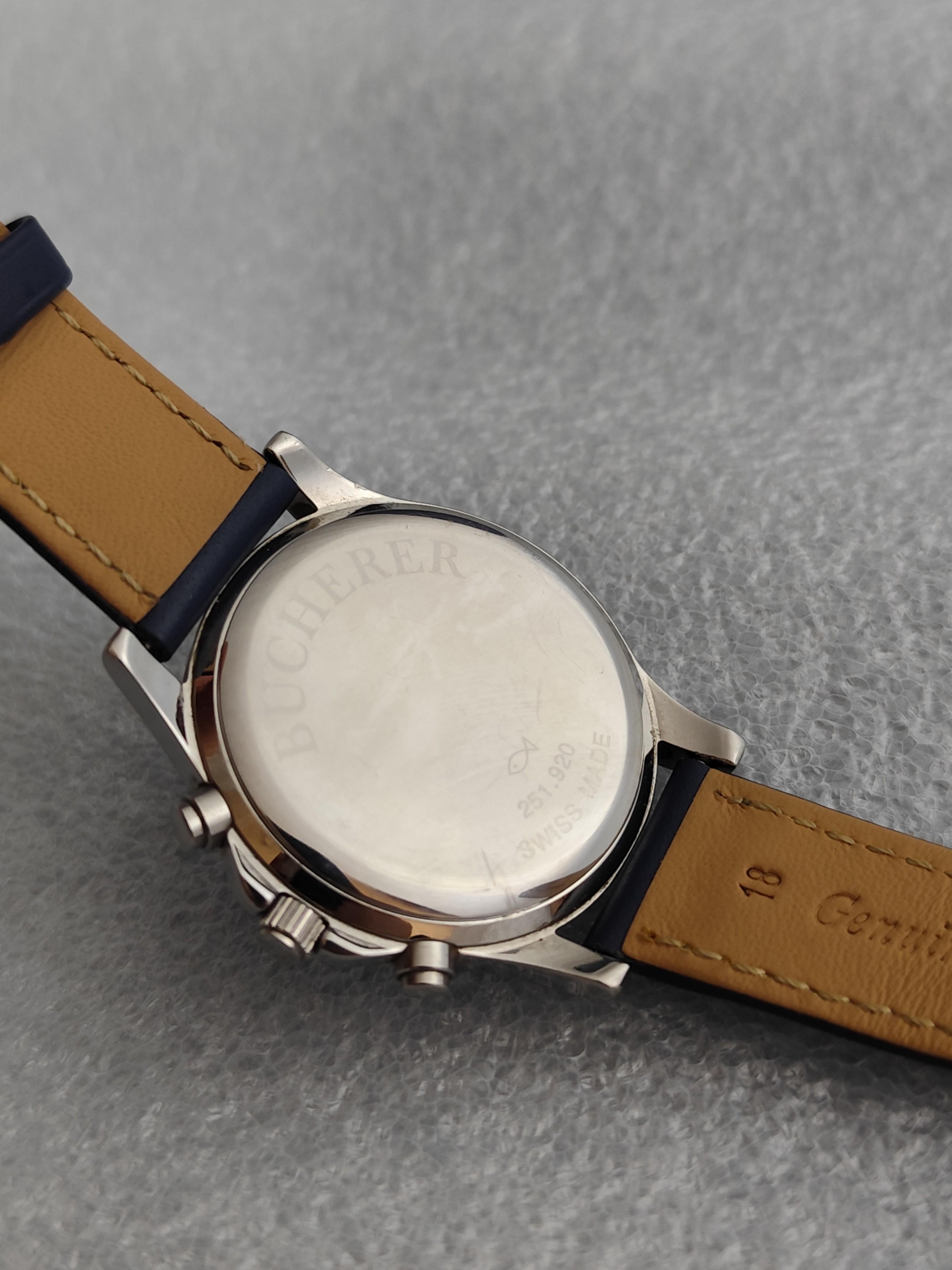 Reloj de caballero Bucherer Cronógrafo ratrapante de acero inoxidable de 40 mm en venta 4